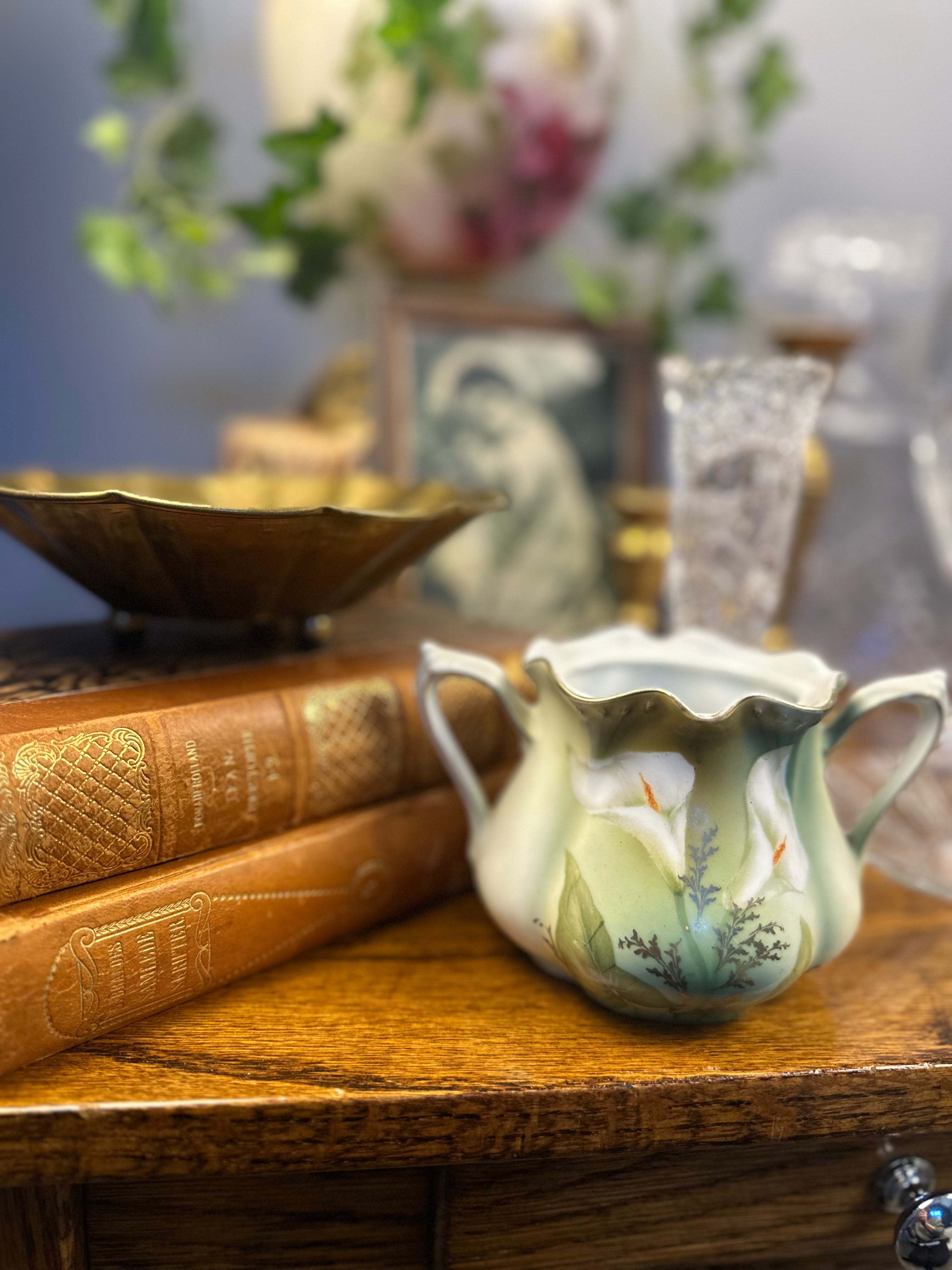 Art Nouveau R.S. Germany Calla Lily Sugar Bowl
