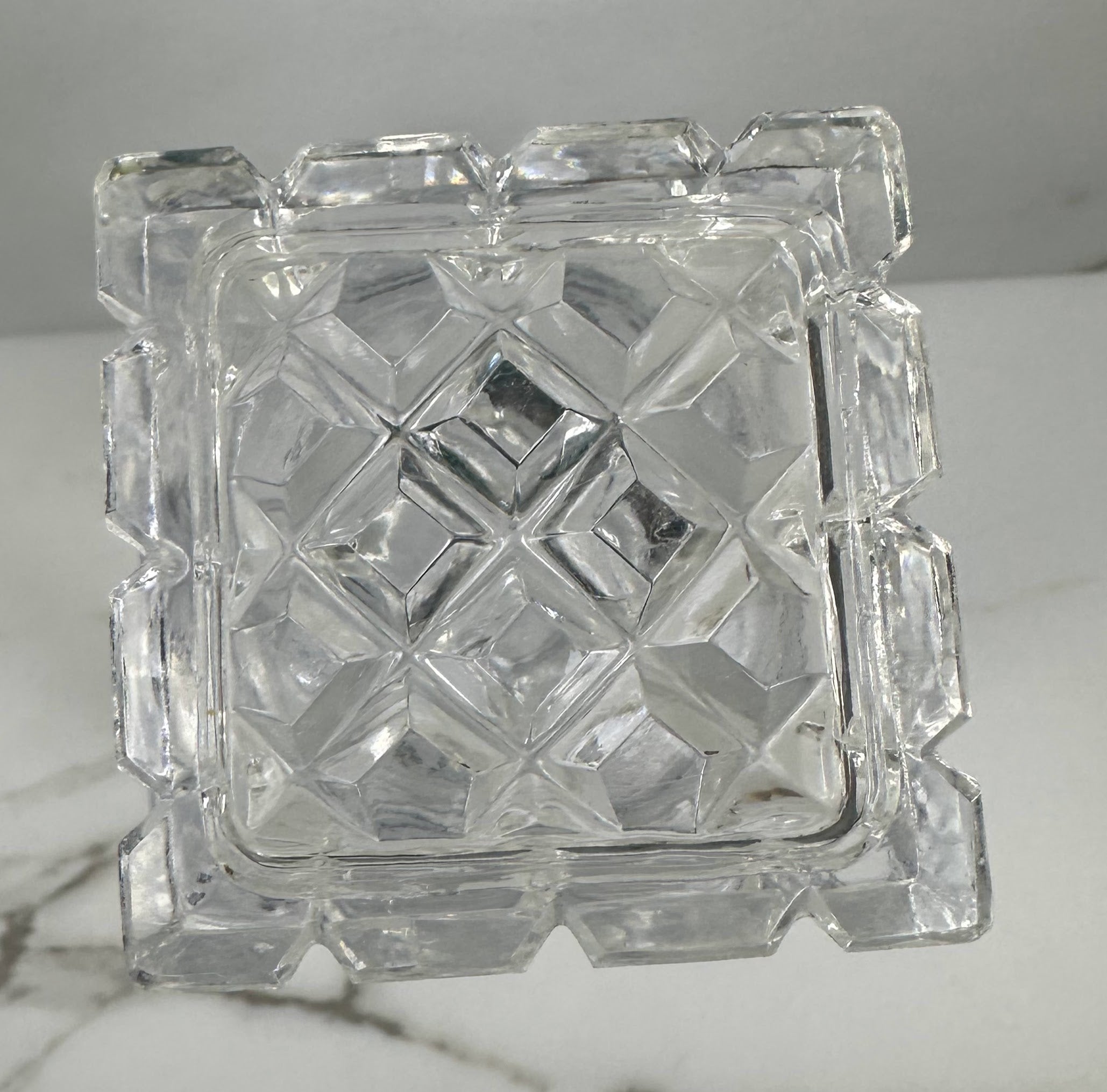 Czechoslovakian Bohemia Square Etched Crystal Decanter