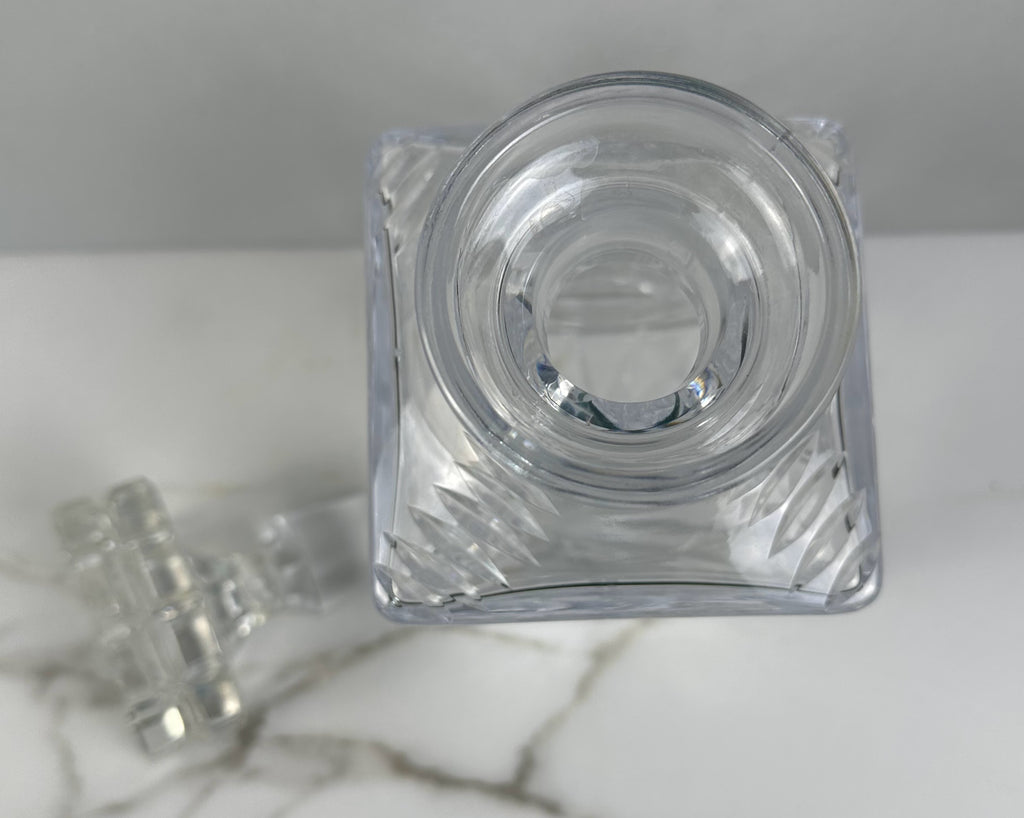 Czechoslovakian Bohemia Square Etched Crystal Decanter