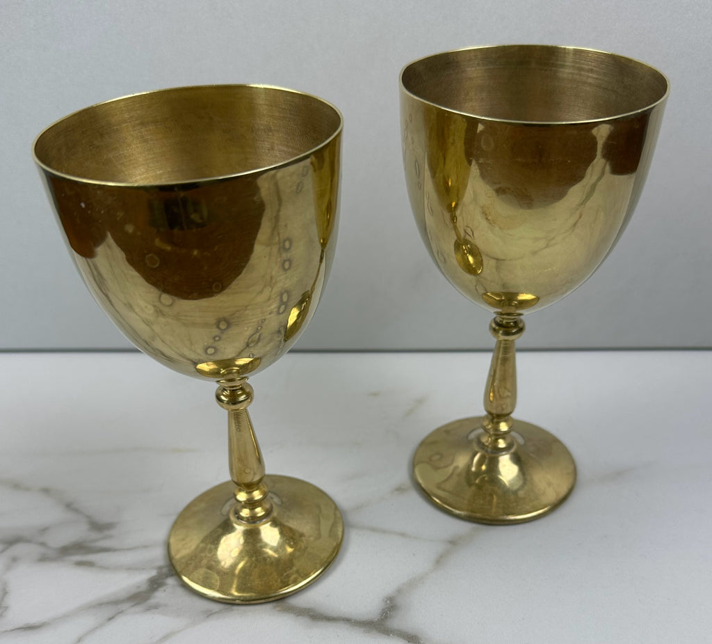 Polished Brass Goblets - Pair