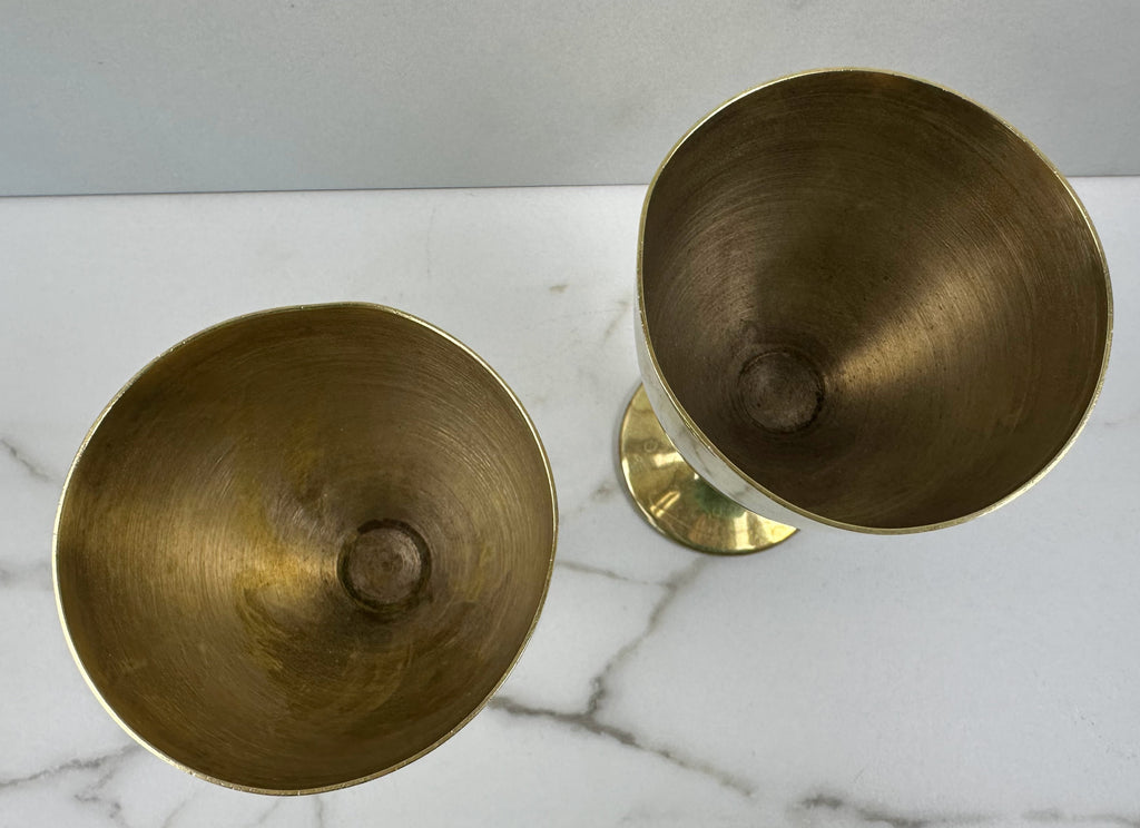 Polished Brass Goblets - Pair