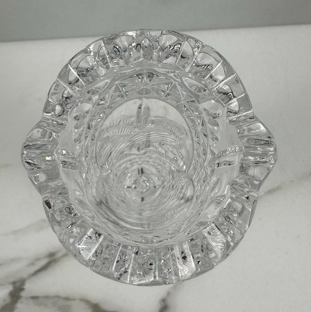 Hofbauer Byrdes Lead Etched Crystal Trumpet Vase