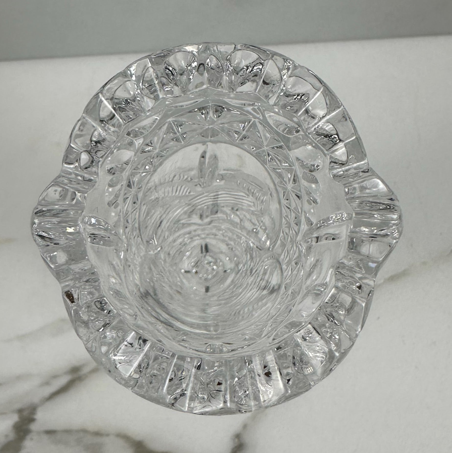 Hofbauer Byrdes Lead Etched Crystal Trumpet Vase