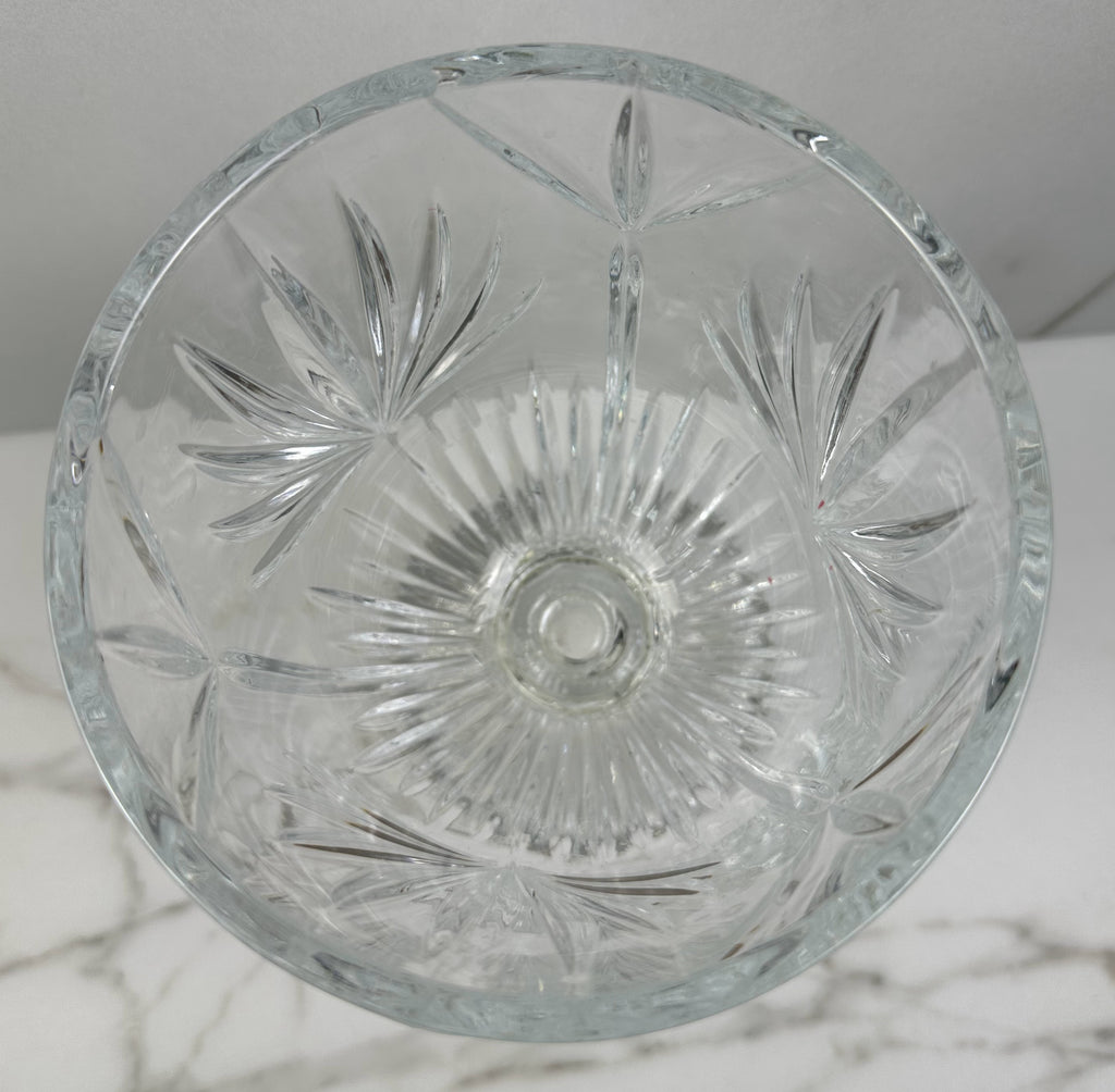 Tall Pedestal Cut Glass Vase