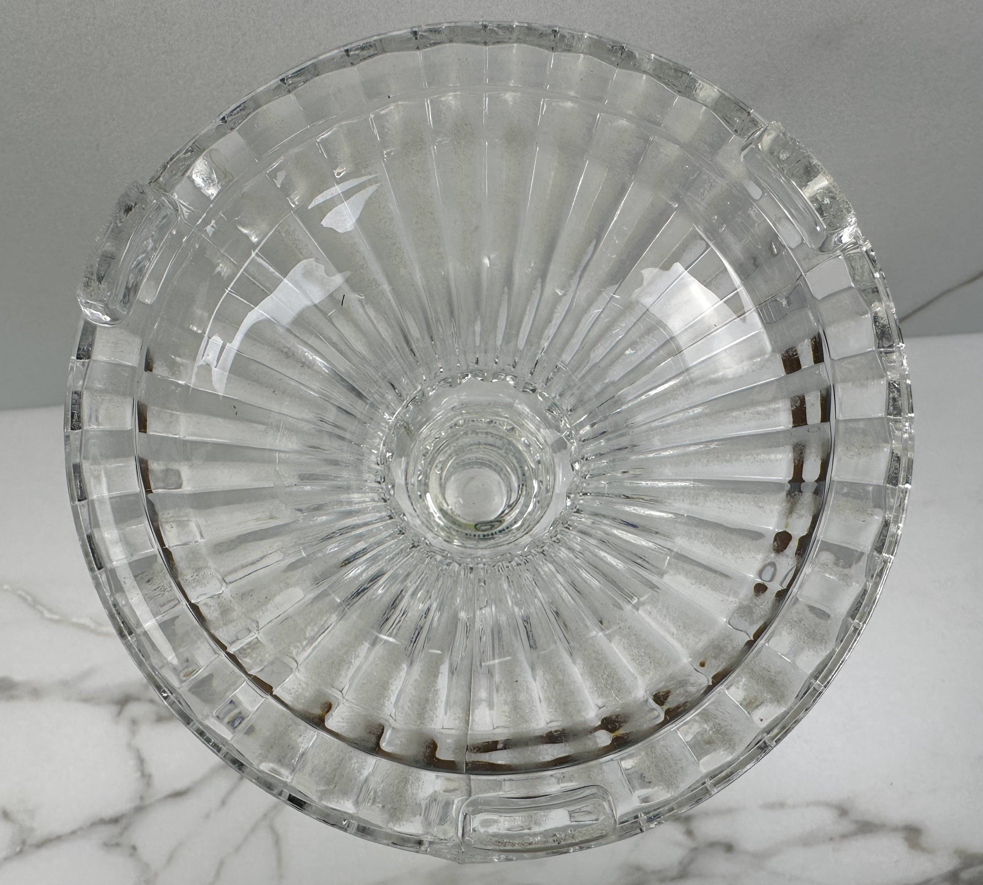 Tall Pedestal Cut Glass Vase