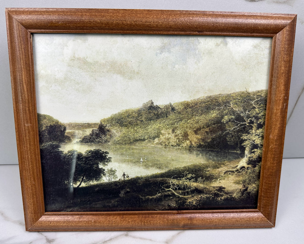 Framed Reproduction Art Print - Landscape Scene  in Simple Brown Wood Frame