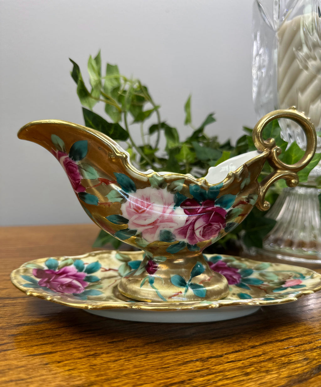 Nippon Hand-Painted Porcelain Gravy Boat