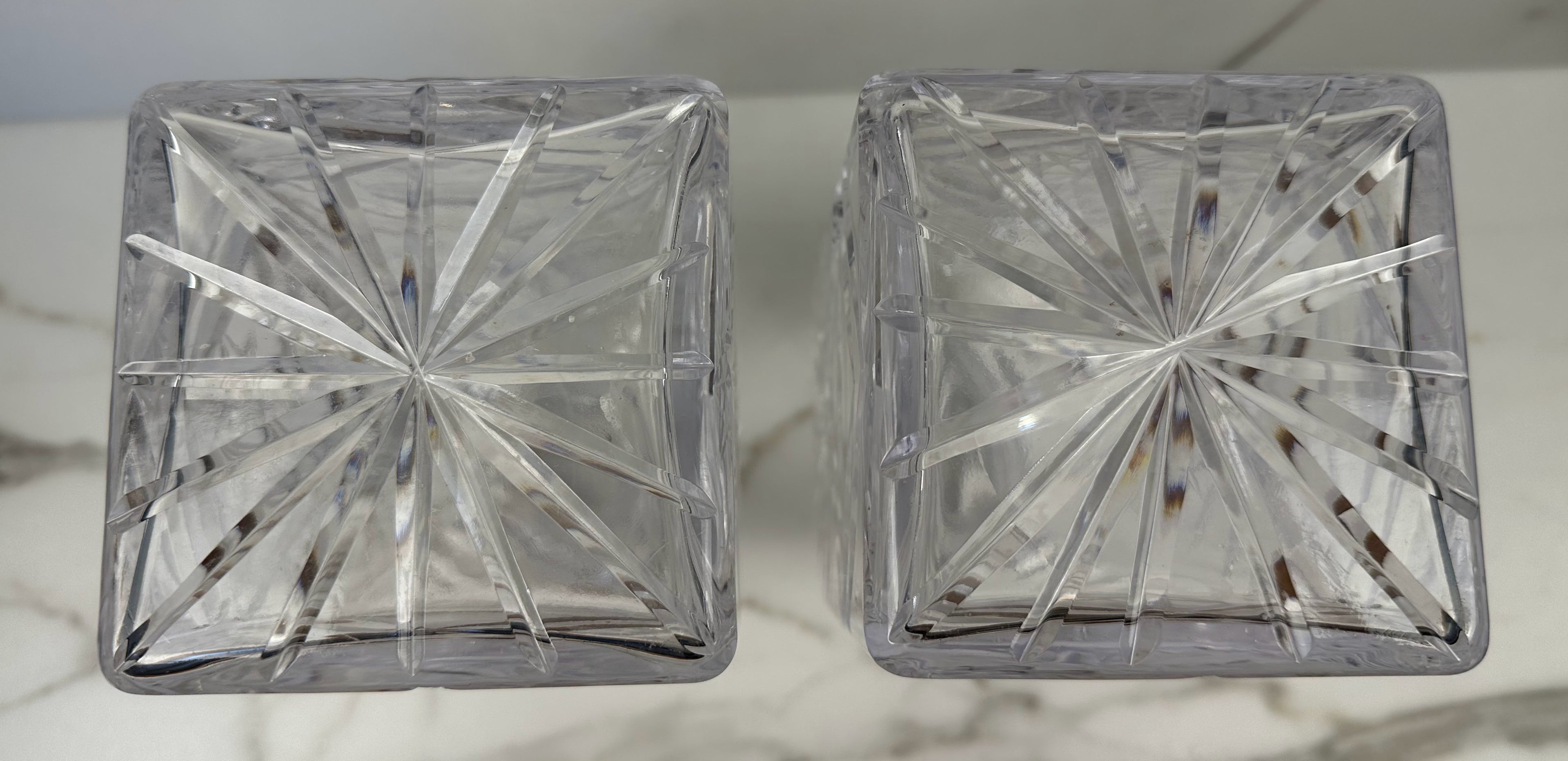 Czechoslovakian Bohemia Square Etched Crystal Decanter