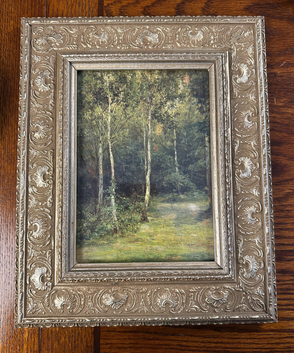 Framed Reproduction Art Print- Trees Landscape in Gold Tone Ornate Frame