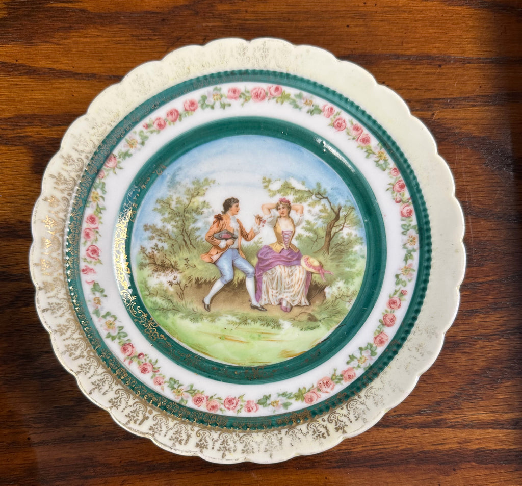 Victorian Style  Rococo Plate with Courting Couple