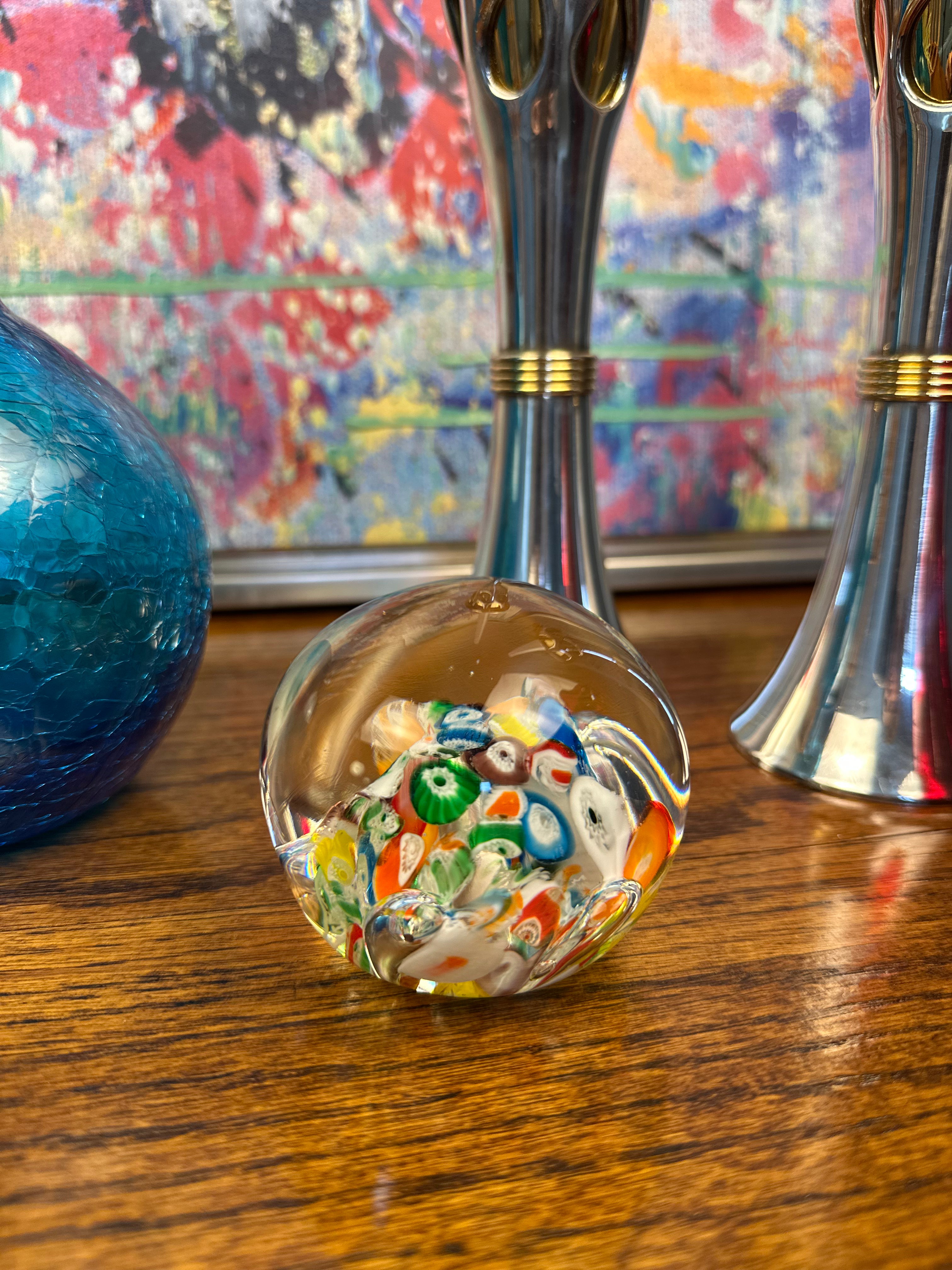 Murano Millefiori Glass Paperweight
