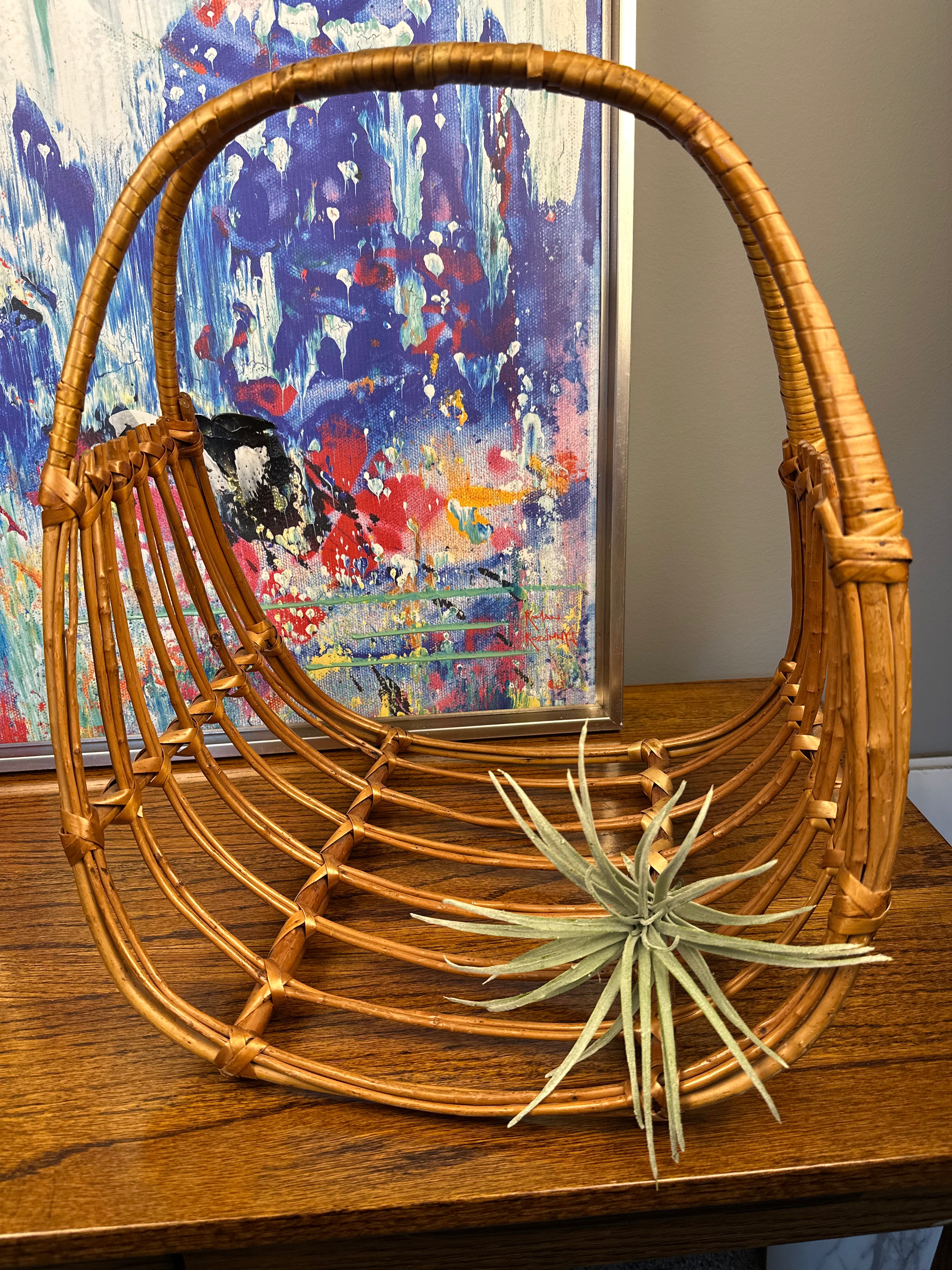 Mid-Century Magazine Basket – Bamboo Rattan
