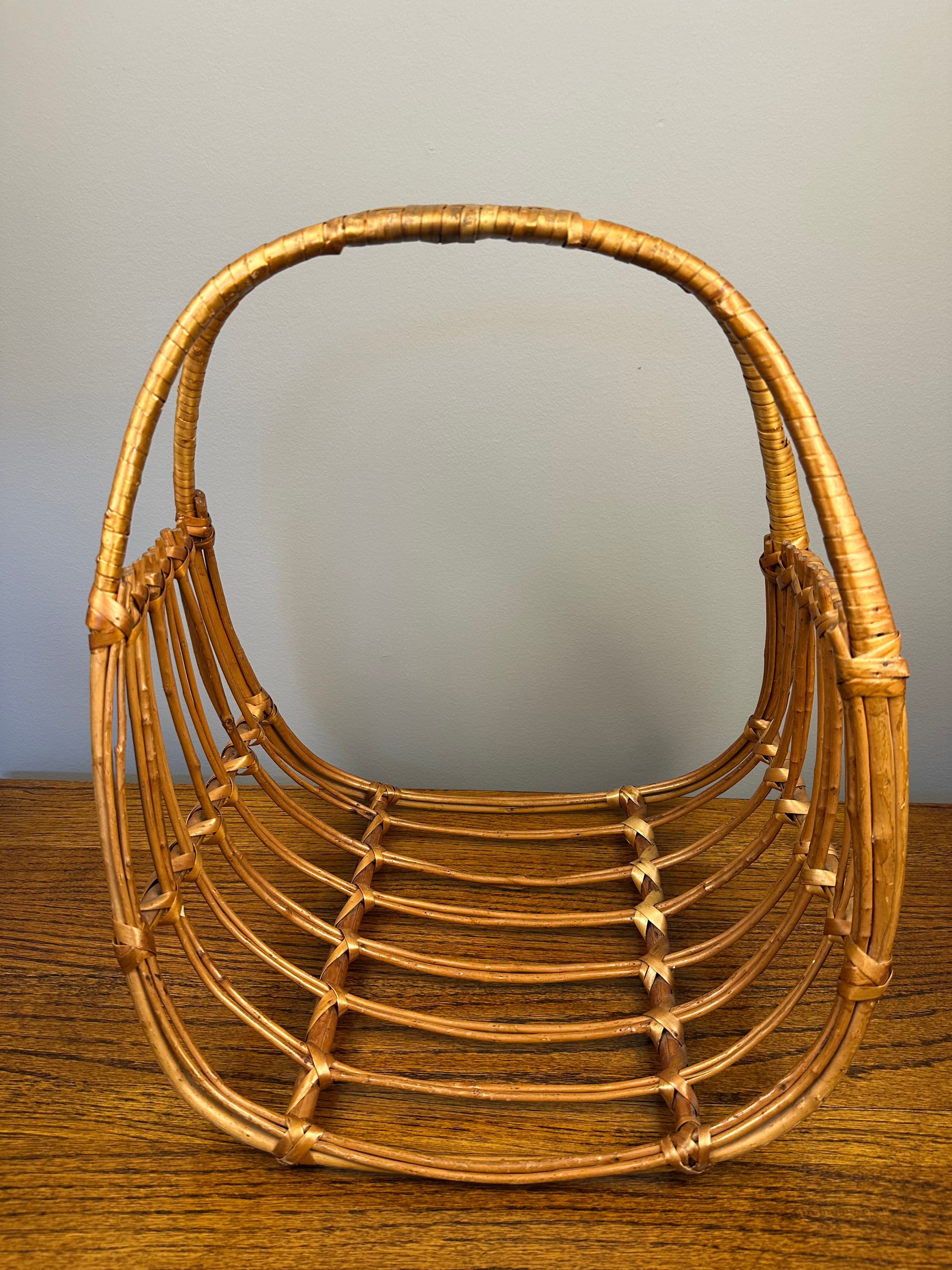 Mid-Century Magazine Basket – Bamboo Rattan