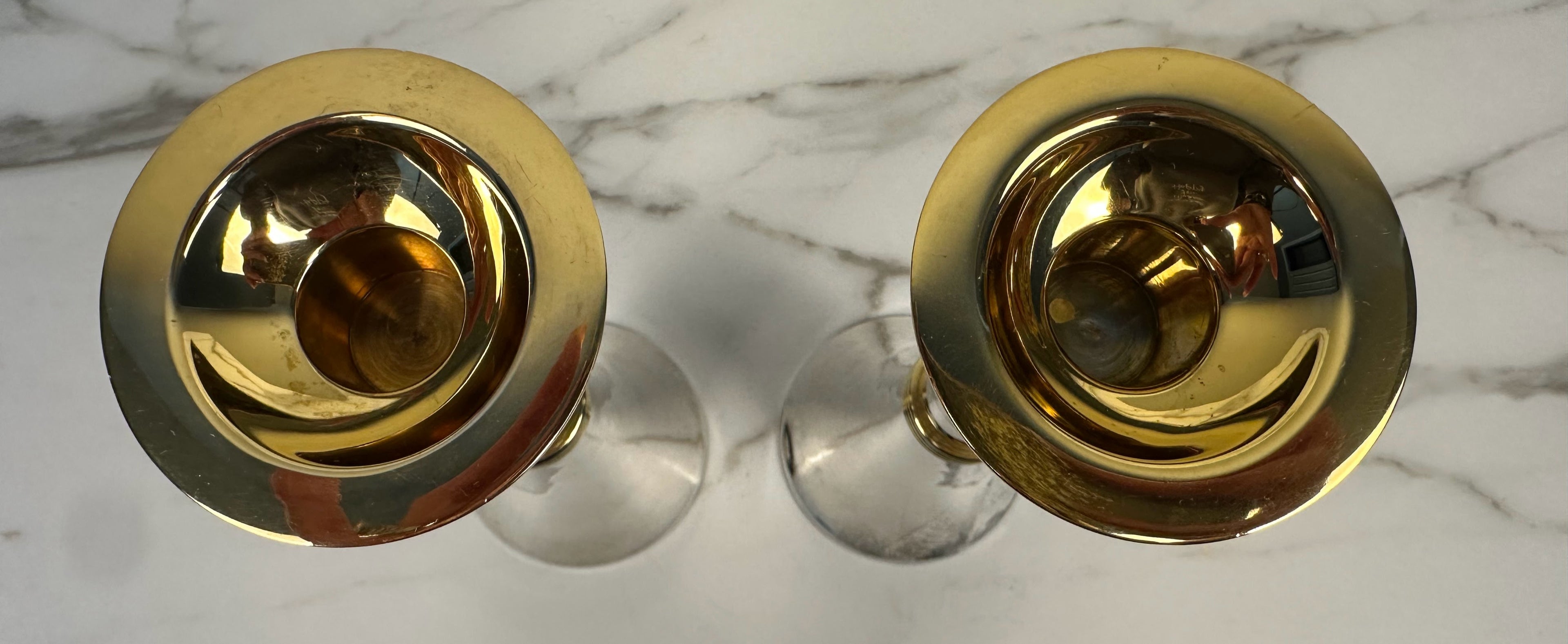 Pair of Rosenthal Judaica Collection Tree of Life Shabbat Candlesticks - Designed by Sandra Kravitz Silver and Gold Plated