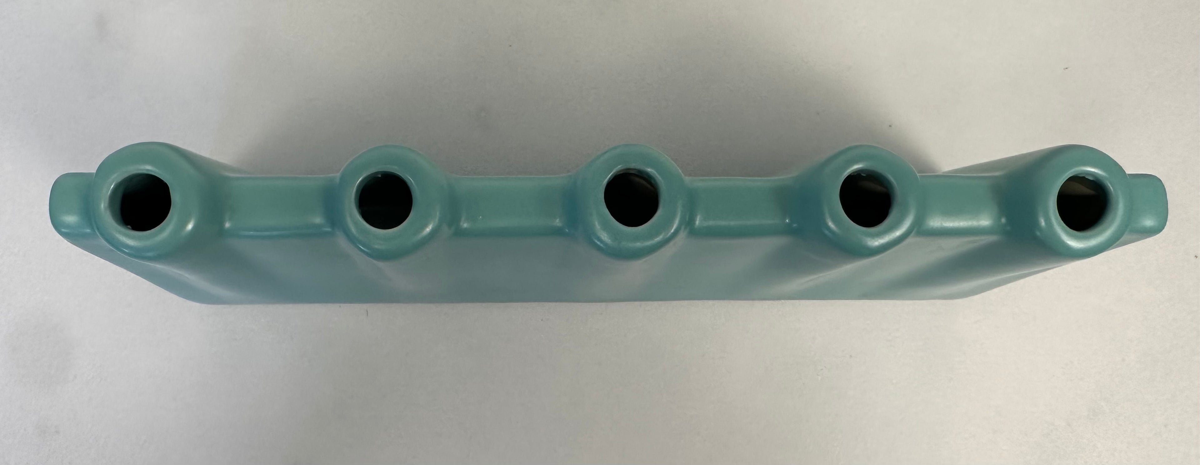 Vintage Mid-Century Modern Turquoise Multi-Bud Vase