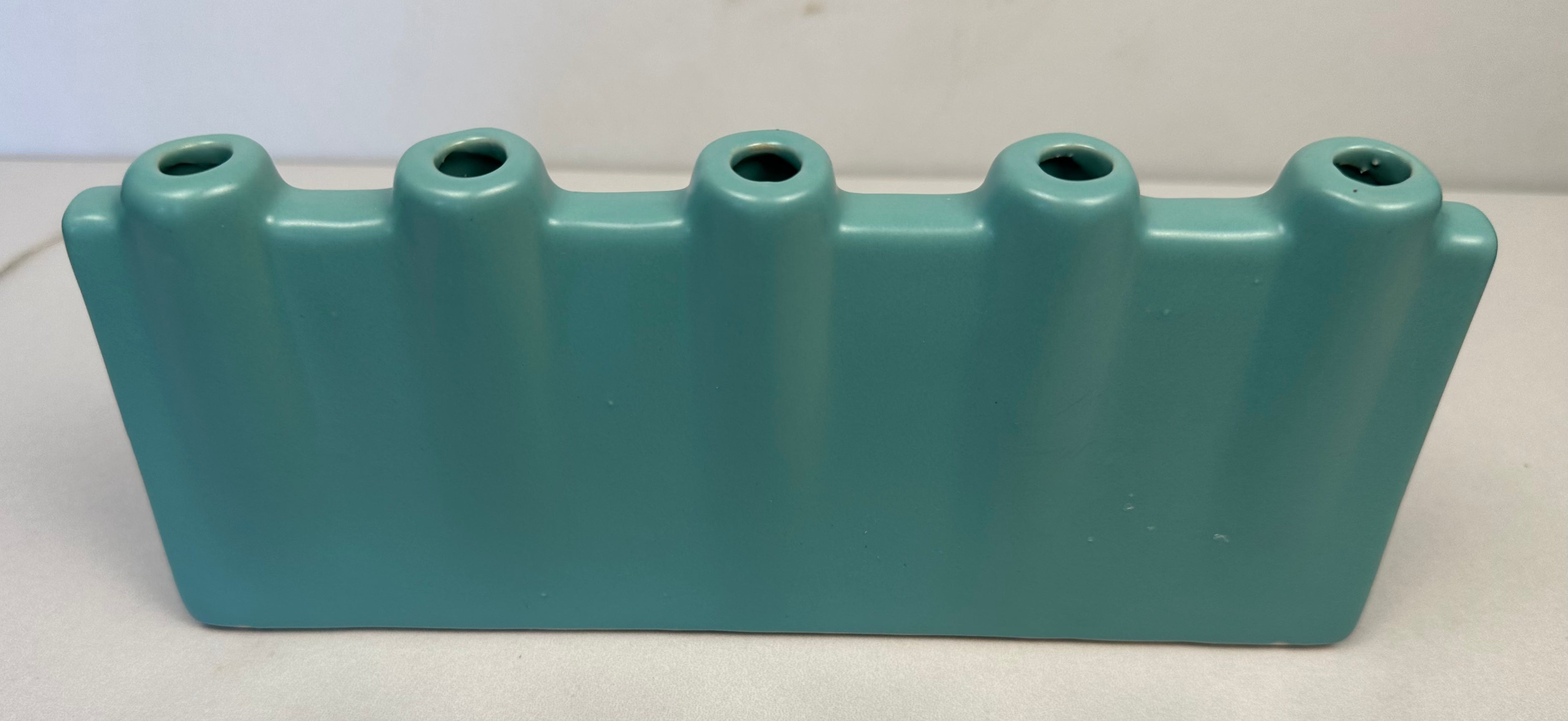 Vintage Mid-Century Modern Turquoise Multi-Bud Vase