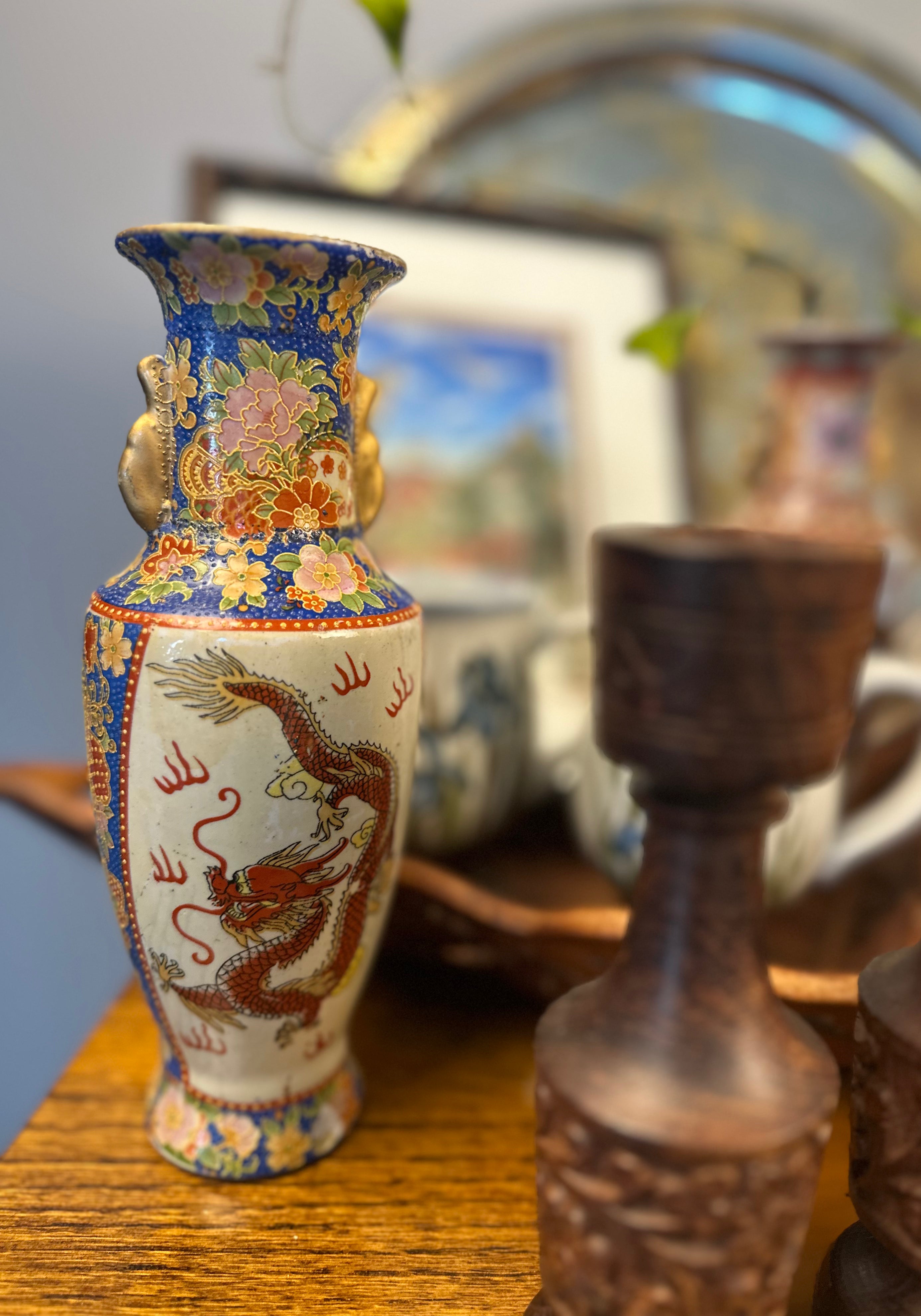 Antique Japanese Satsuma-Style Dragon Vase