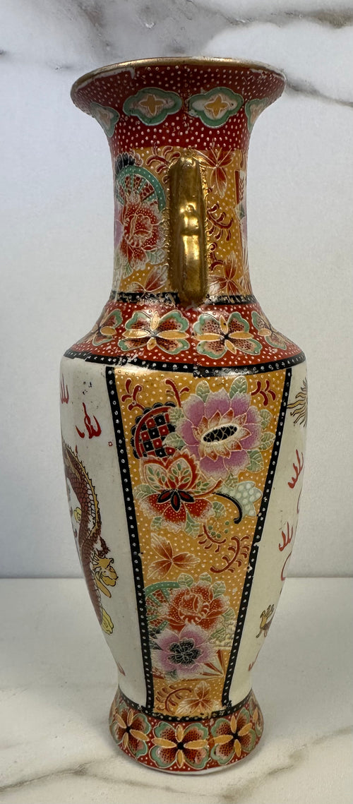 Antique Japanese Satsuma-Style Dragon Vase