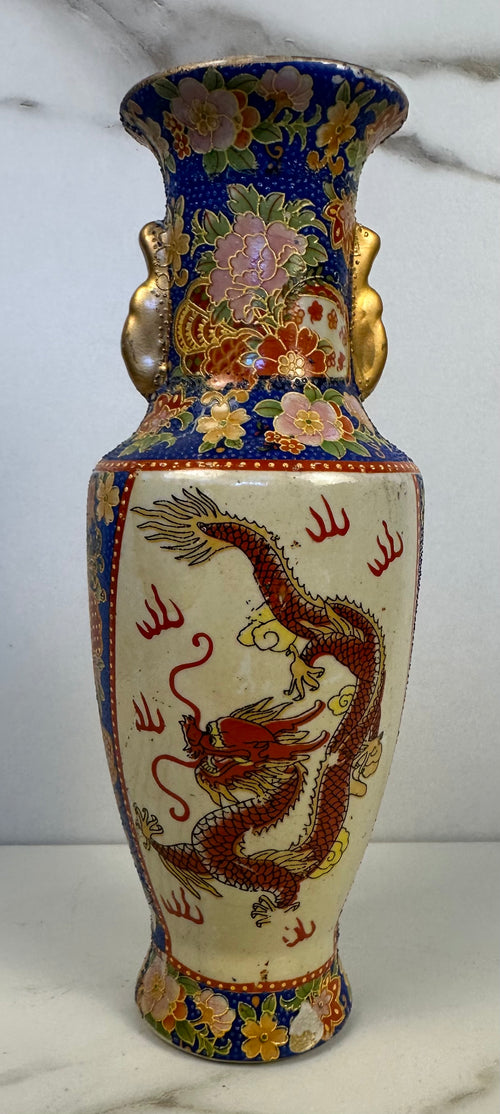 Antique Japanese Satsuma-Style Dragon Vase