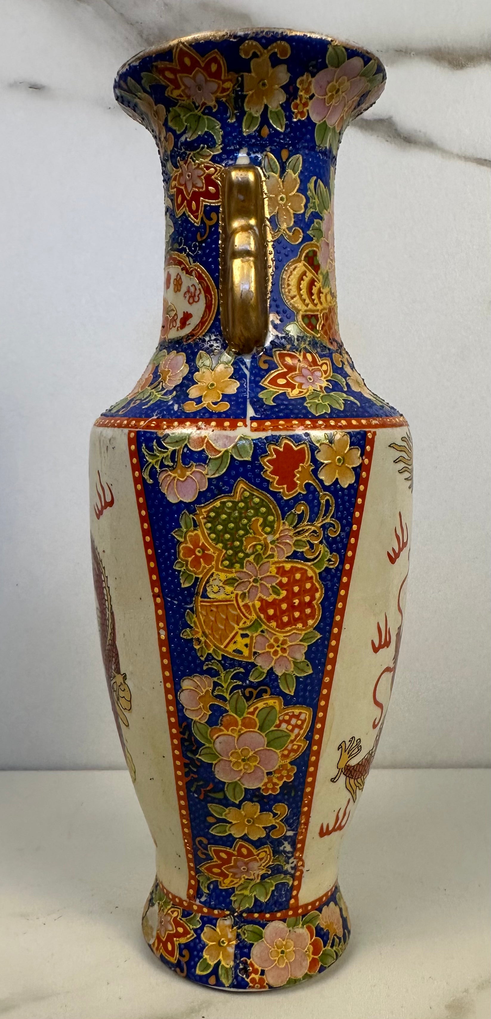 Antique Japanese Satsuma-Style Dragon Vase