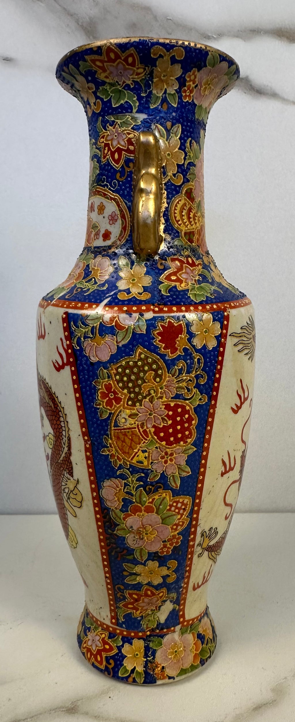 Antique Japanese Satsuma-Style Dragon Vase