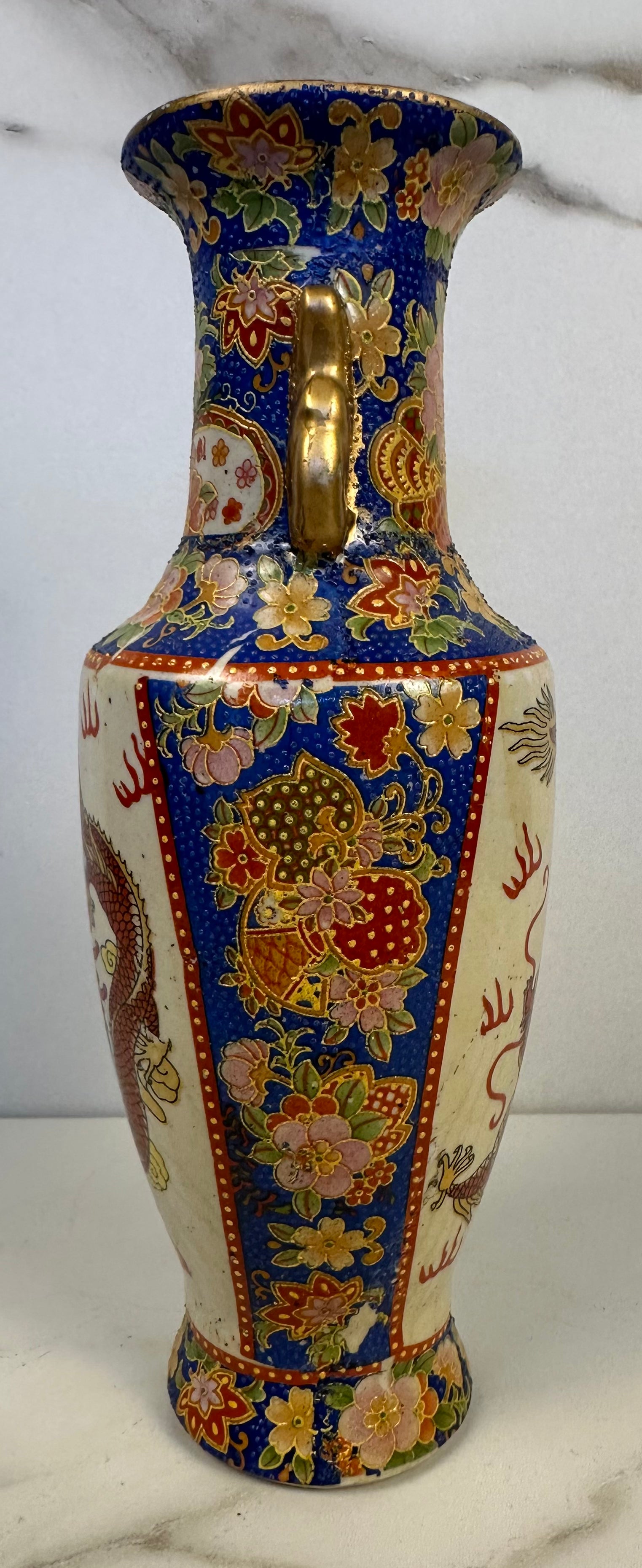 Antique Japanese Satsuma-Style Dragon Vase