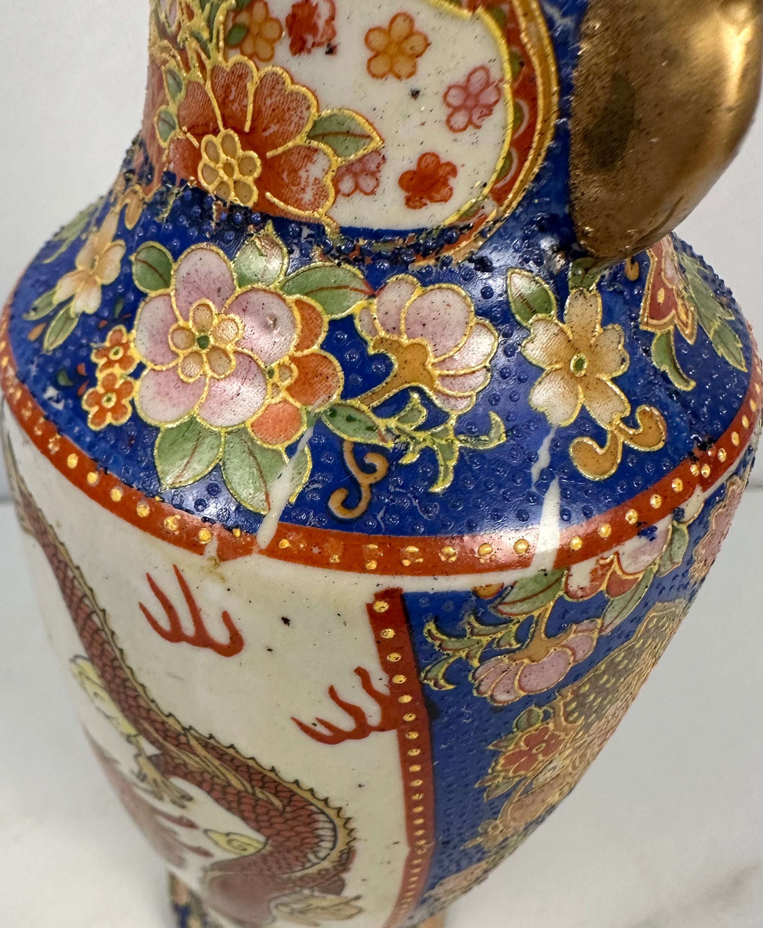 Antique Japanese Satsuma-Style Dragon Vase