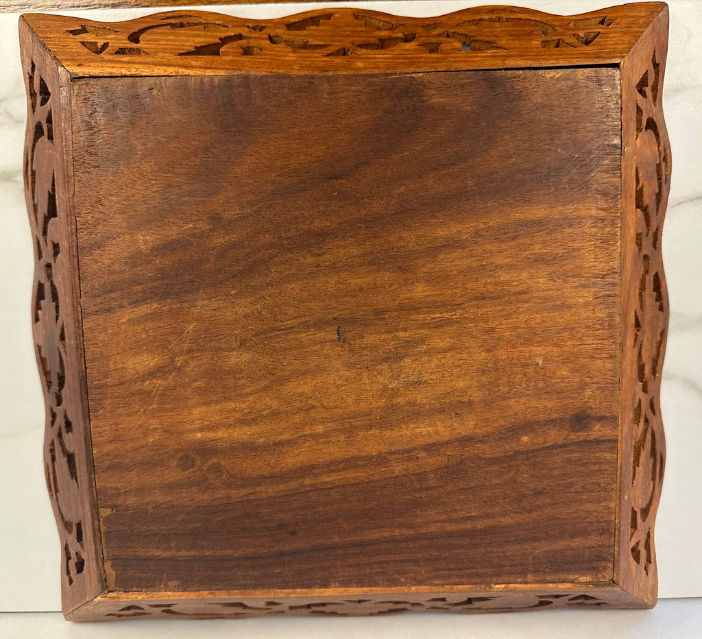 Carved Wood Square Tray