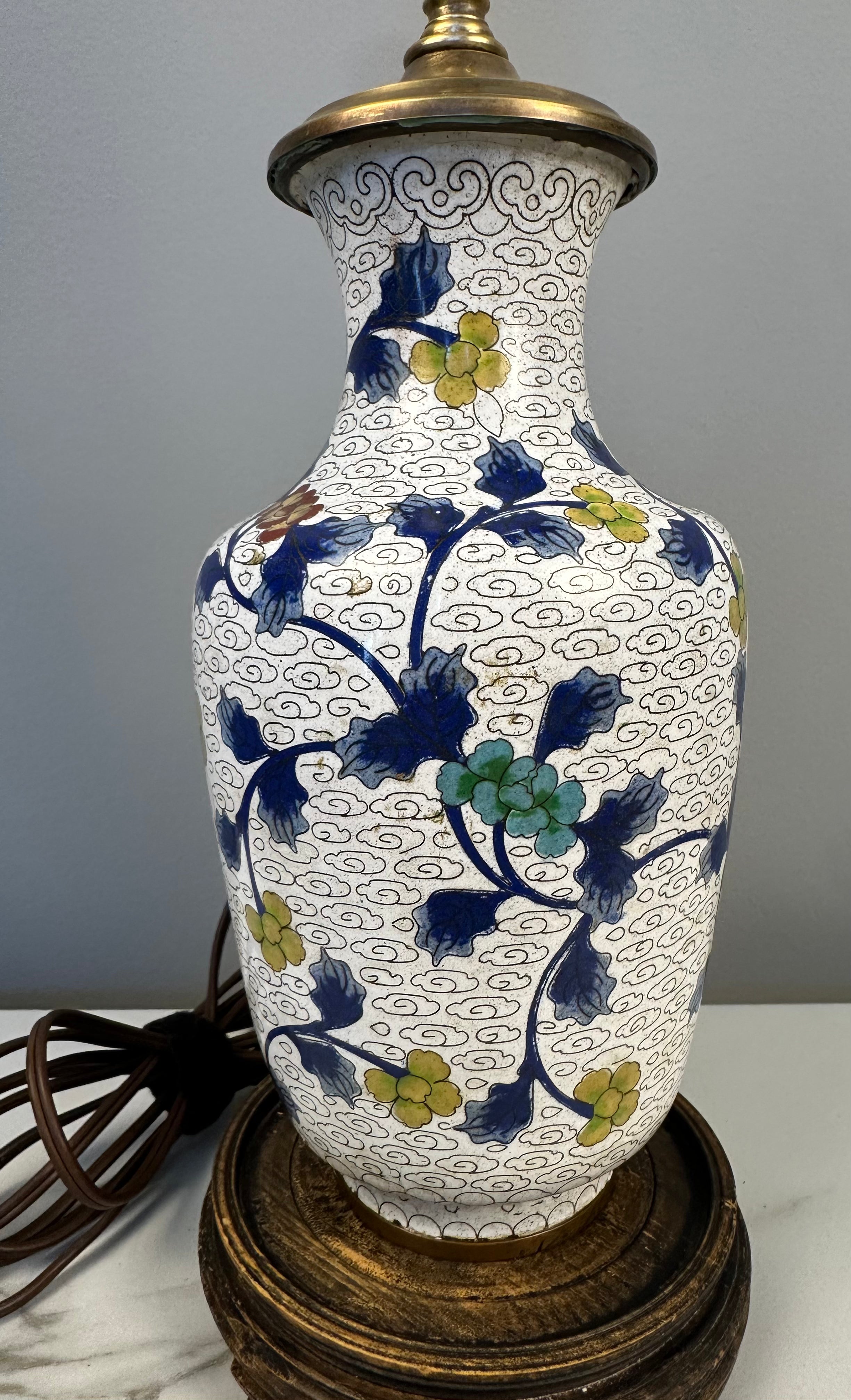White Cloisonne Lamp