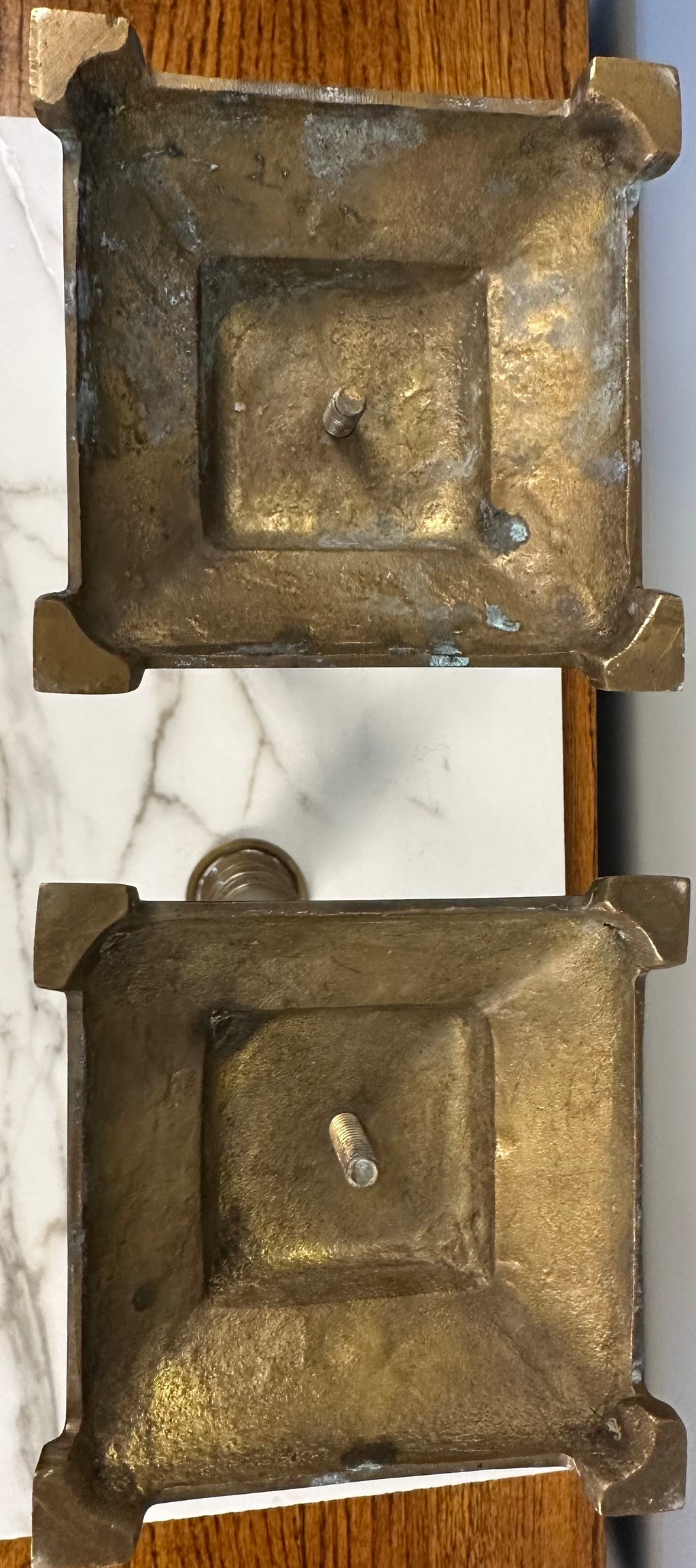 Etched Brass Candle Holders Pair