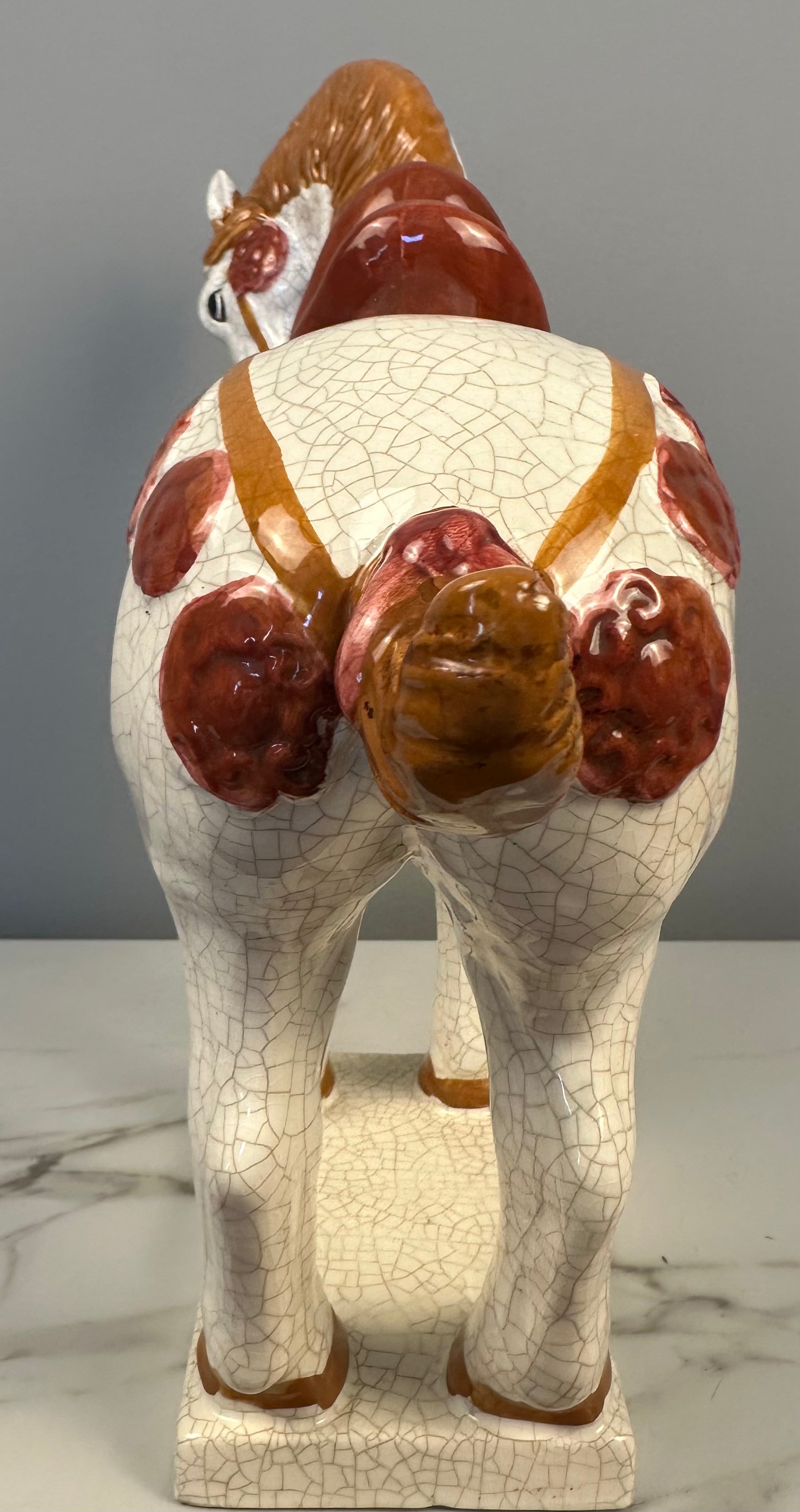 Vintage Chinese War Horse Ceramic Figurine