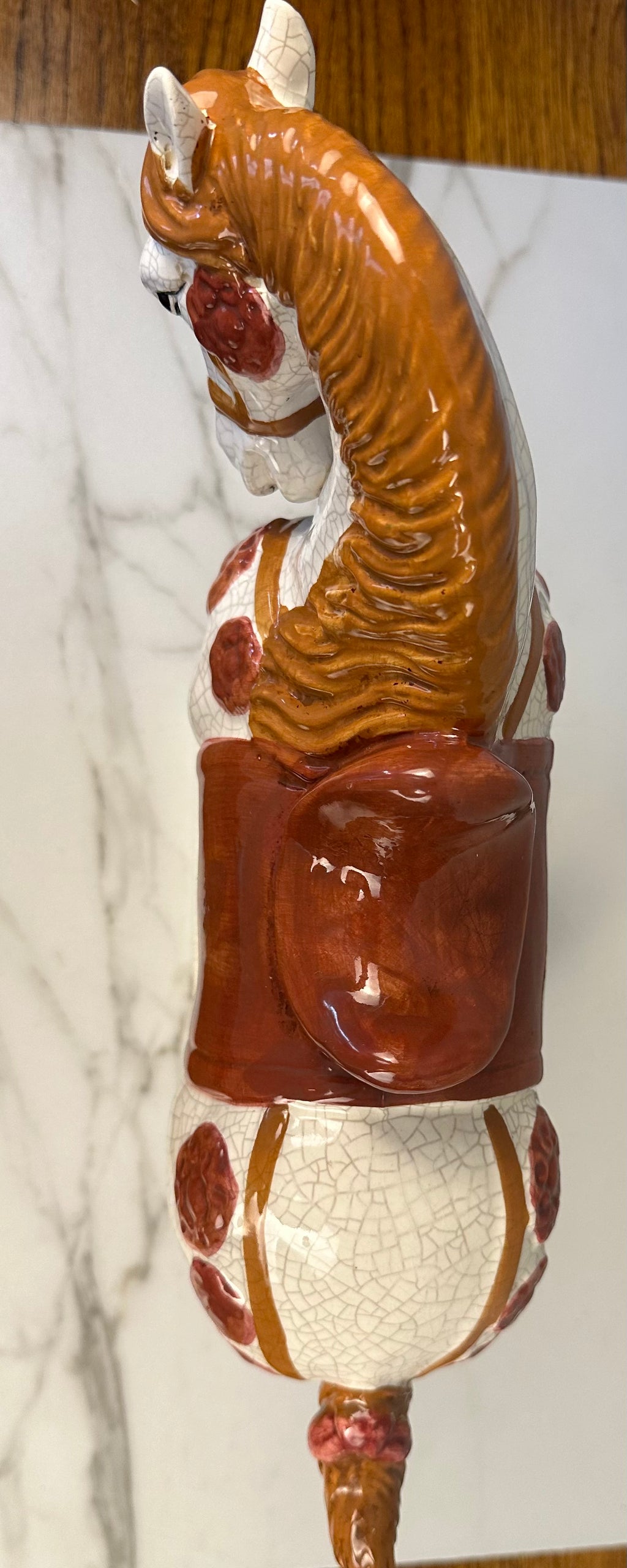 Vintage Chinese War Horse Ceramic Figurine