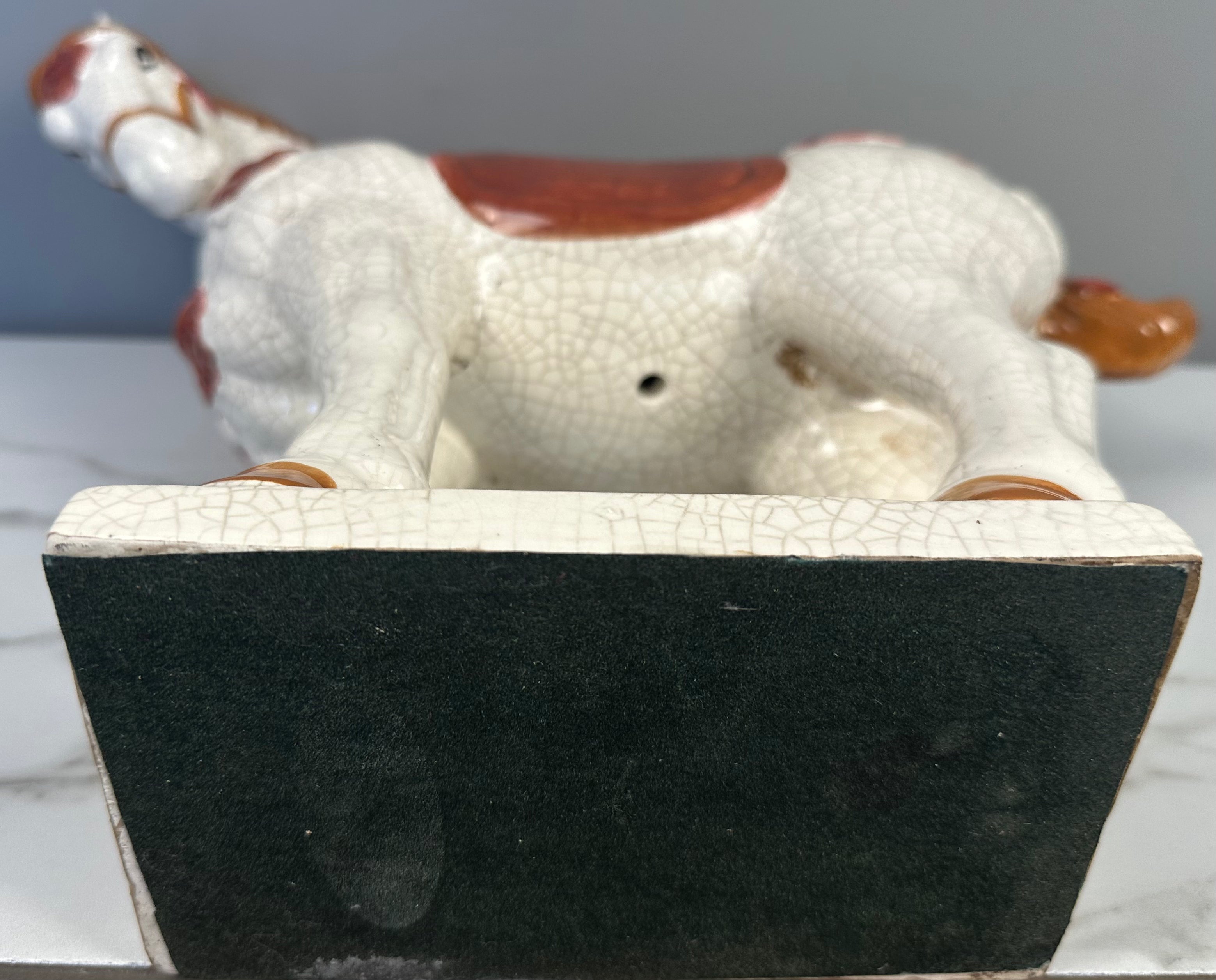 Vintage Chinese War Horse Ceramic Figurine