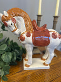Vintage Chinese War Horse Ceramic Figurine