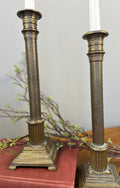 Etched Brass Candle Holders Pair