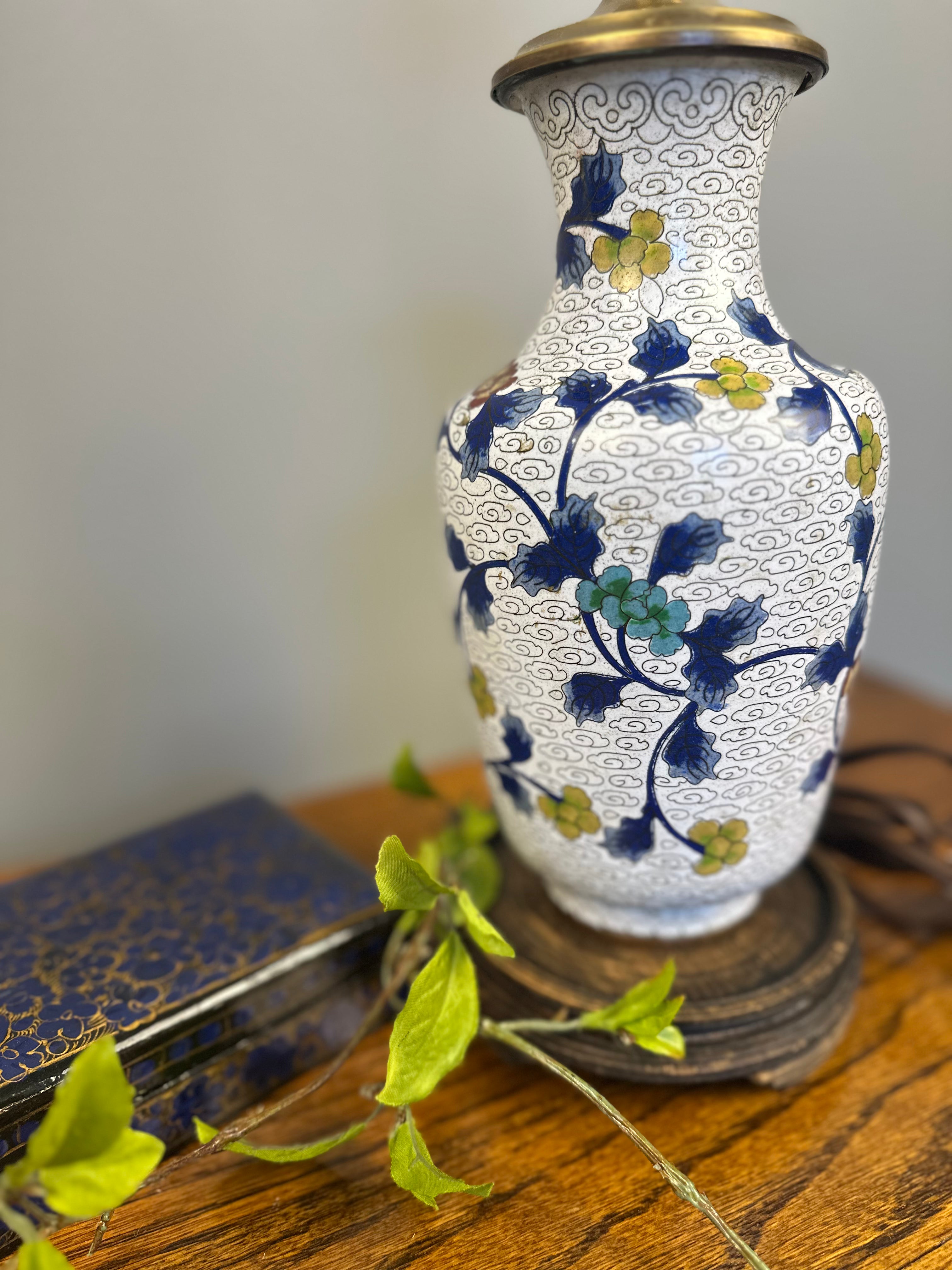 White Cloisonne Lamp