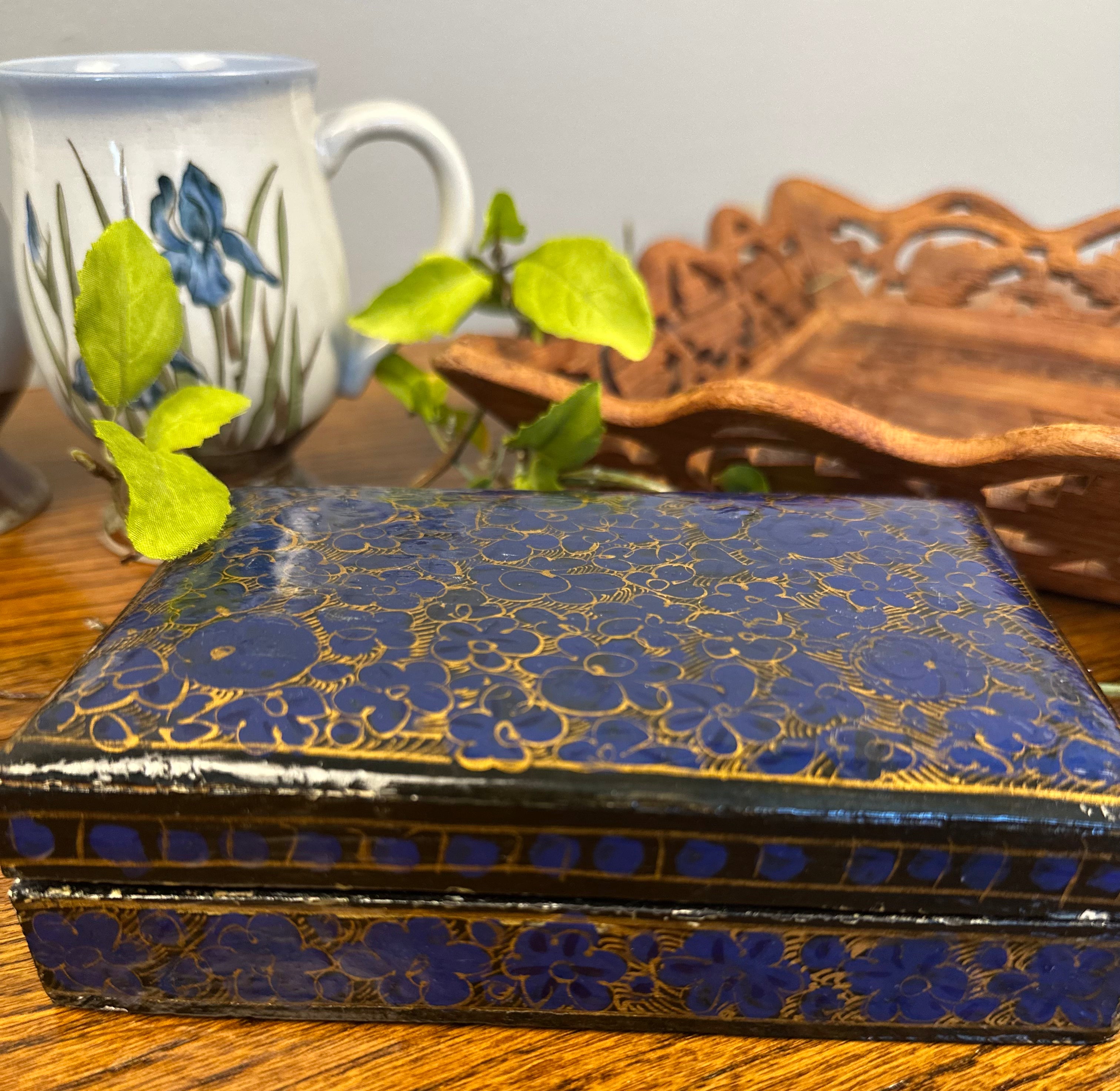 Blue Kashmir Paper Mache Box