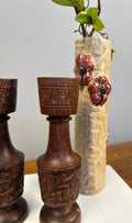 Studio Pottery Vase with Red Poppy Flowers - Artist Signed Meya