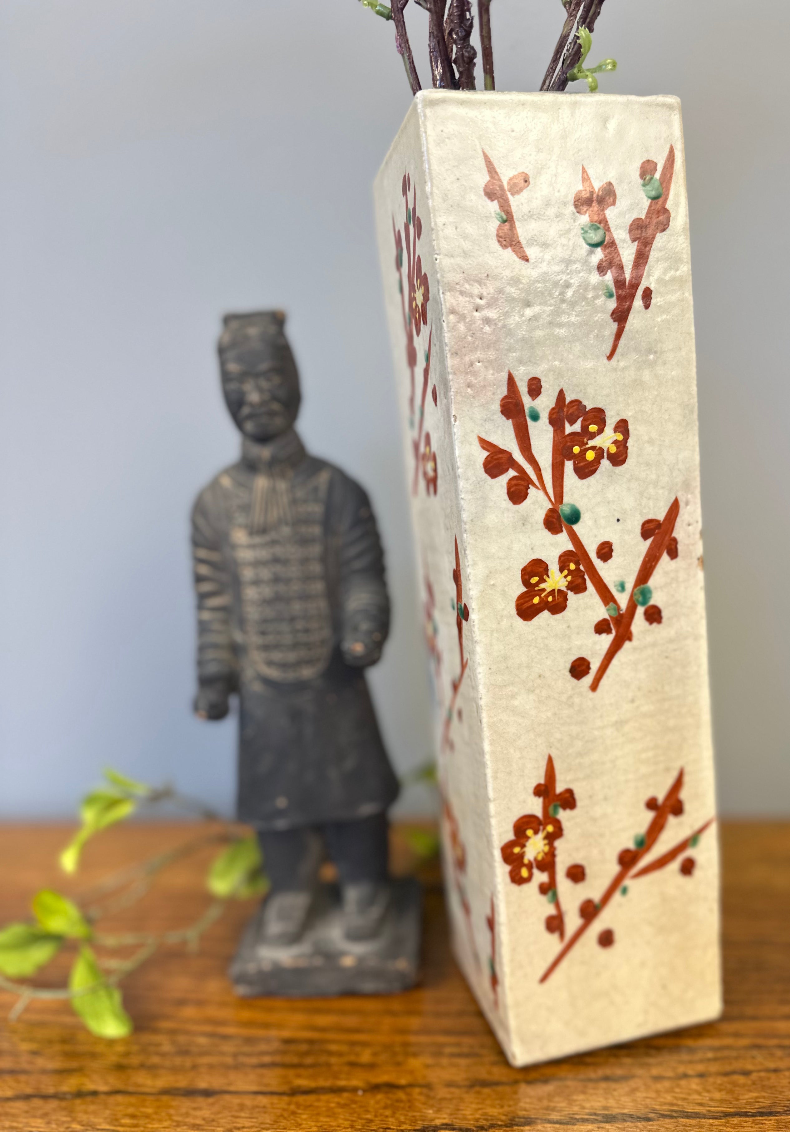 Vintage Ceramic Cherry Blossom Vase – Made in Occupied Japan (1945–1952)