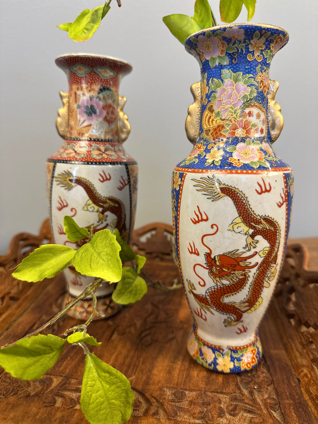Antique Japanese Satsuma-Style Dragon Vase