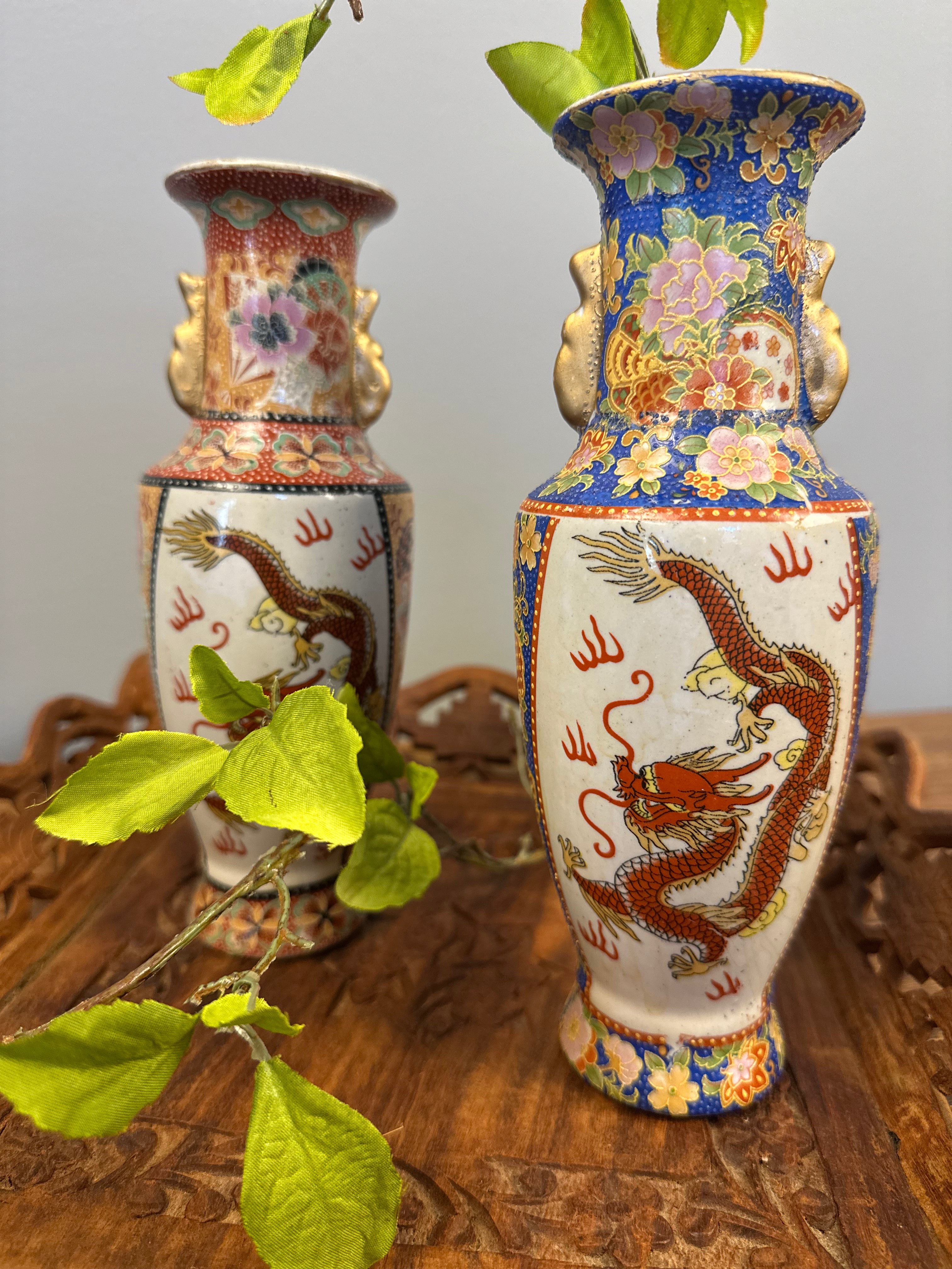 Antique Japanese Satsuma-Style Dragon Vase