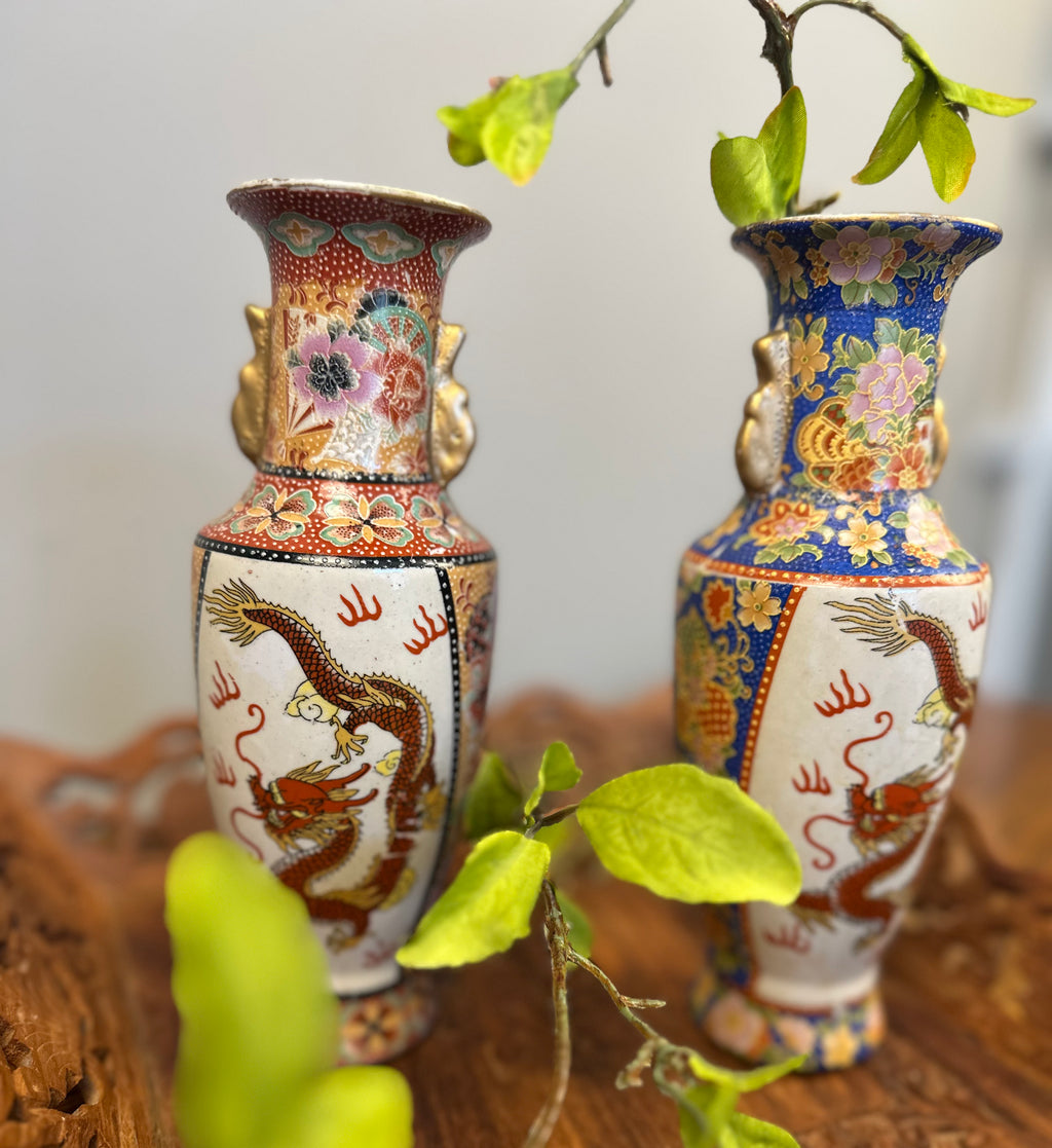 Antique Japanese Satsuma-Style Dragon Vase