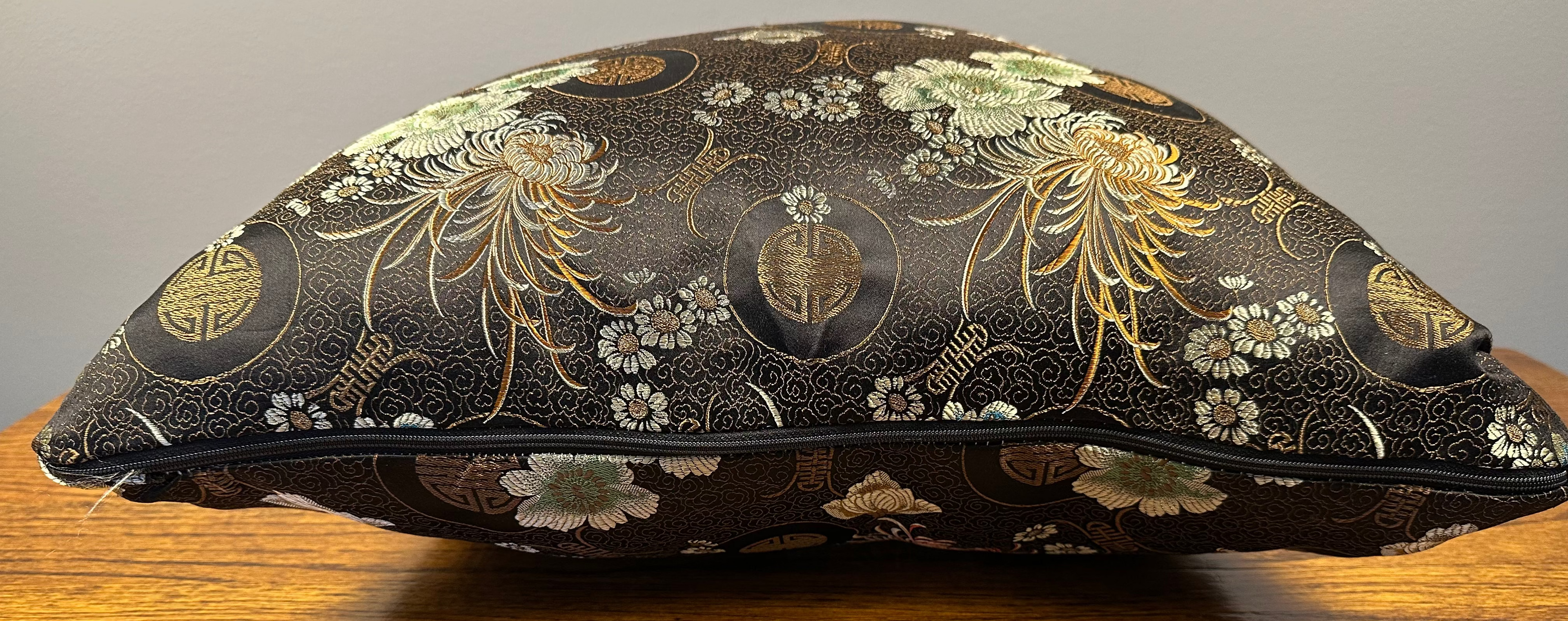 Midnight Garden in Bloom- Chinoiserie Floral Brocade Pillows