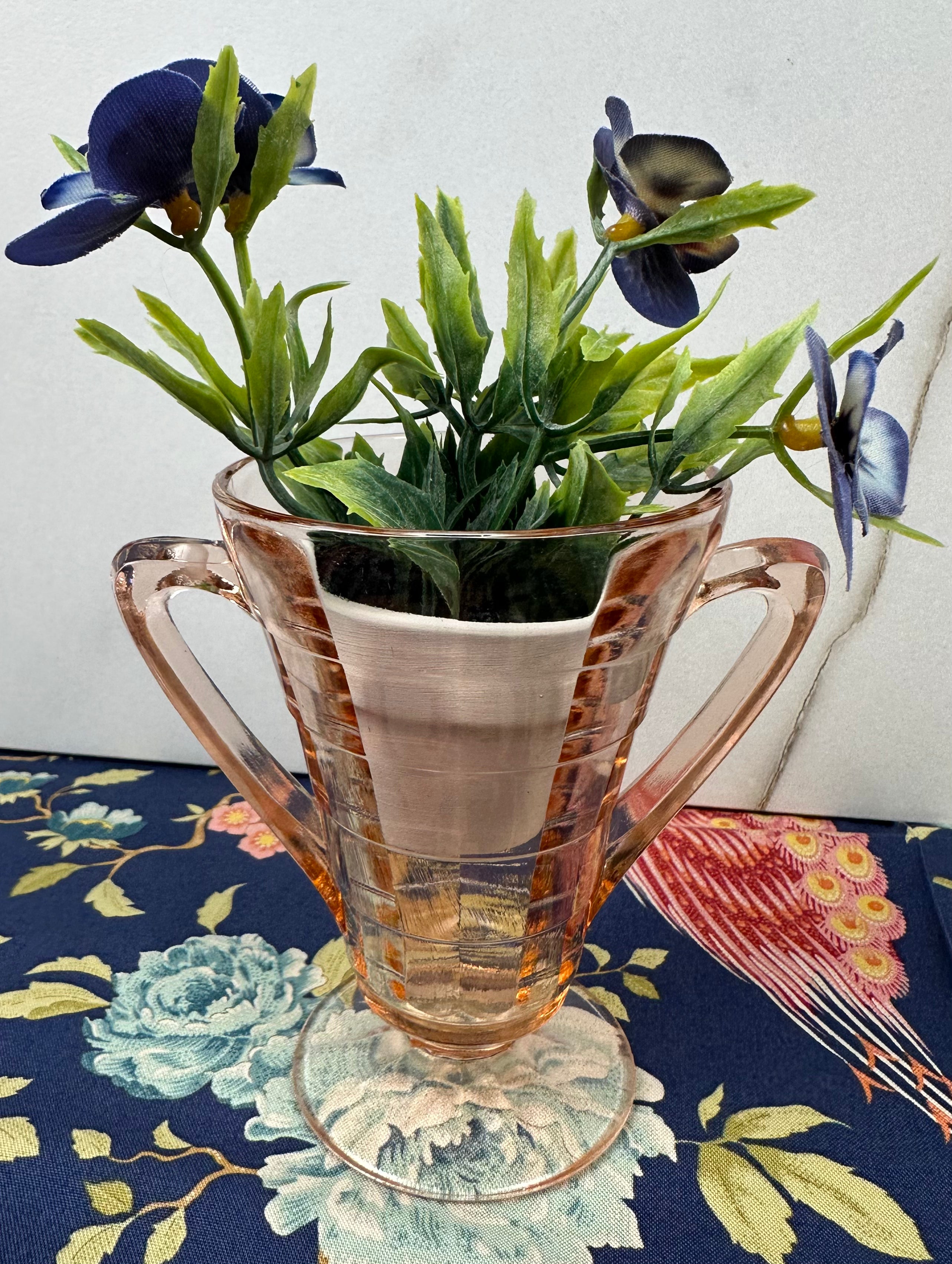 Pink Depression Glass Sugar Bowl – Block Optic Pattern Hocking Glass Company | Circa 1930–1939