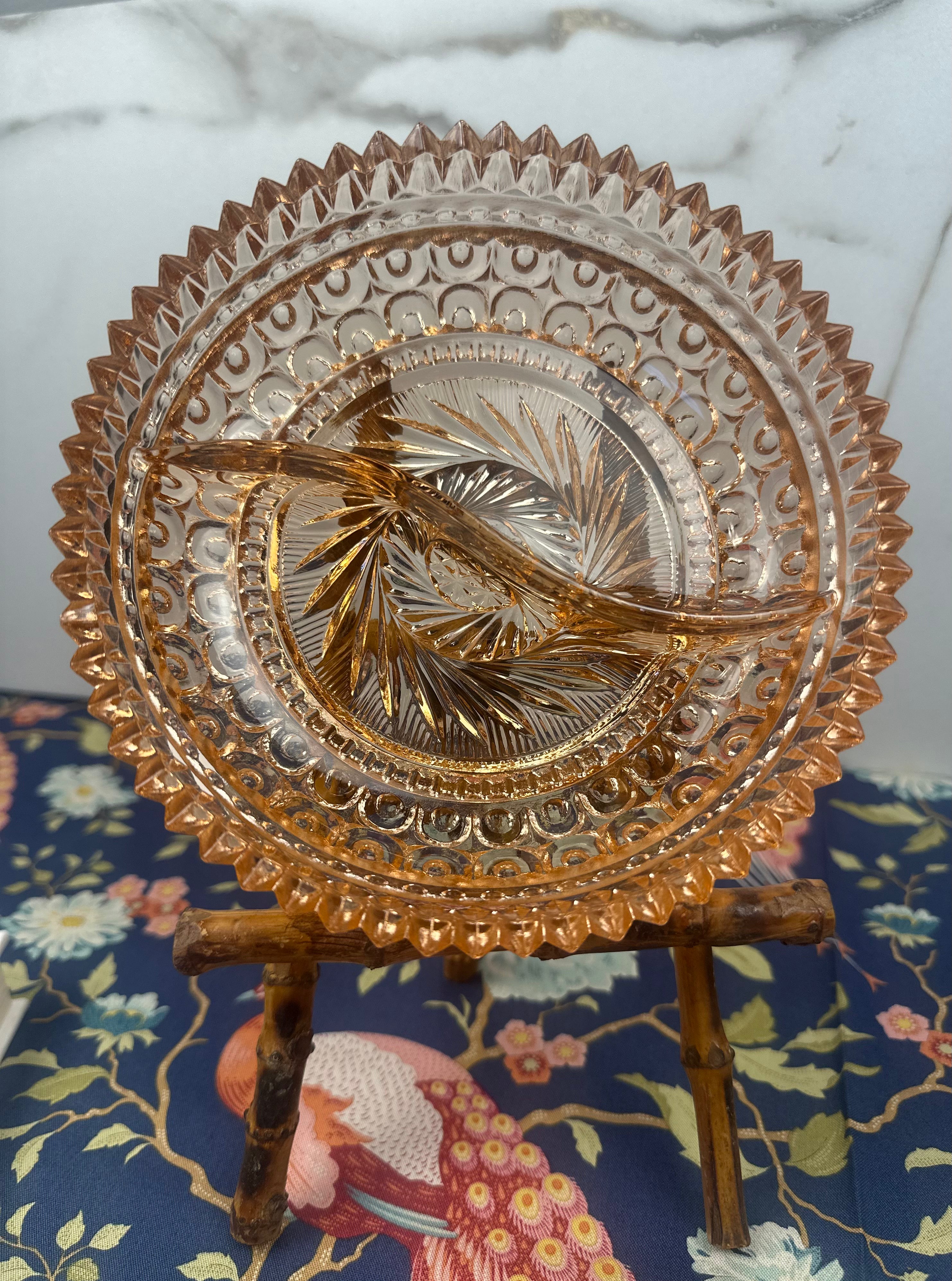 Vintage Pink Depression Glass 6¼" Divided Relish Bowl Unknown Maker & Pattern | Circa 1930s–1940s