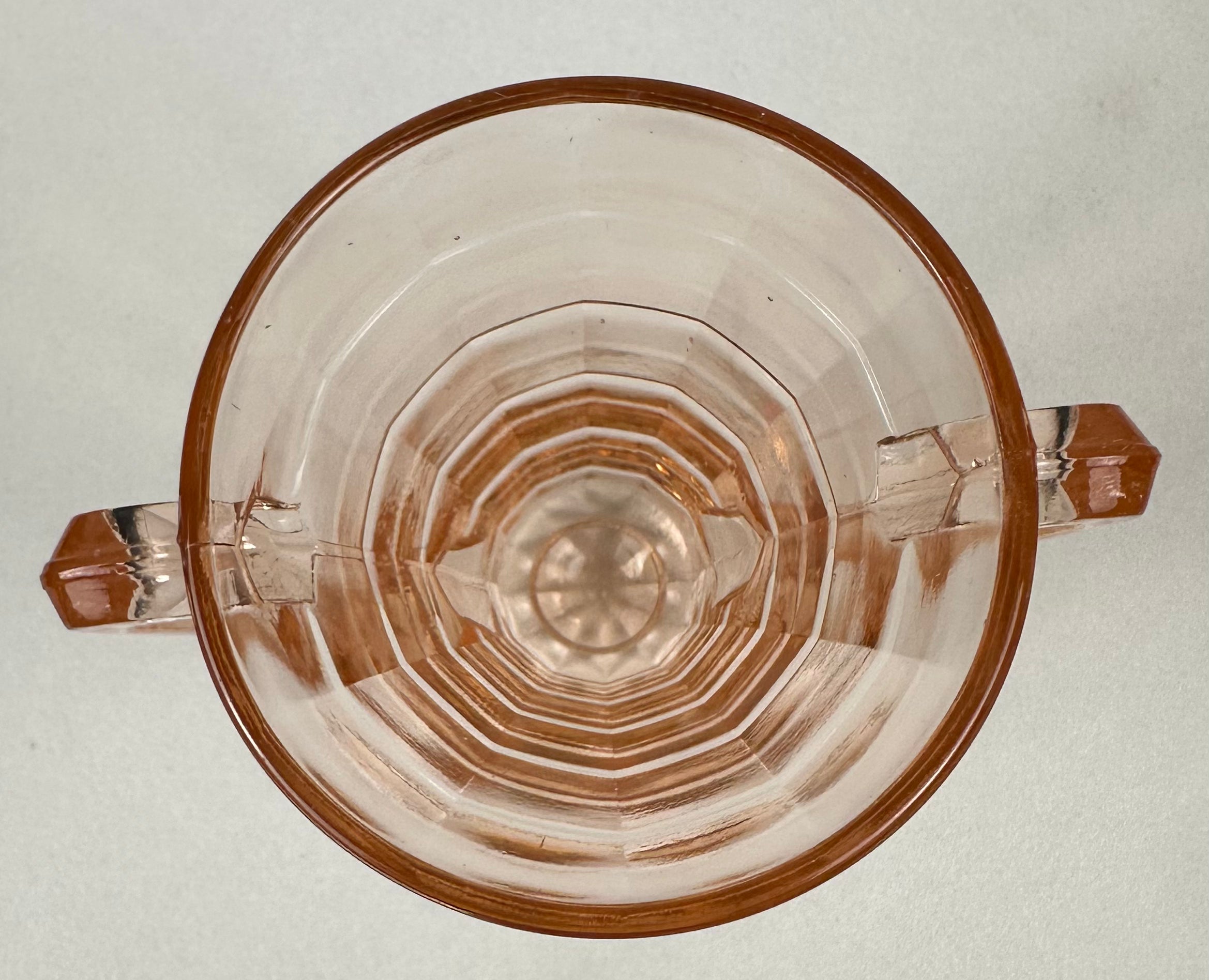 Pink Depression Glass Sugar Bowl – Block Optic Pattern Hocking Glass Company | Circa 1930–1939