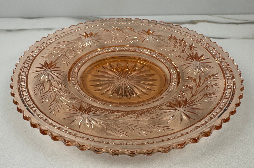 Pink Depression Glass 7½" Plate – "Strawflower" Imperial Glass Company | Circa 1935–1949