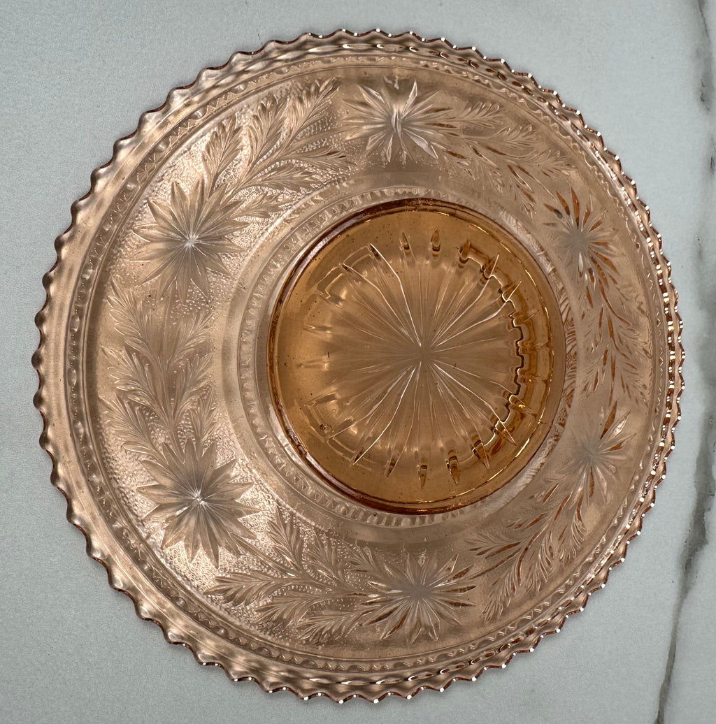 Pink Depression Glass 7½" Plate – "Strawflower" Imperial Glass Company | Circa 1935–1949