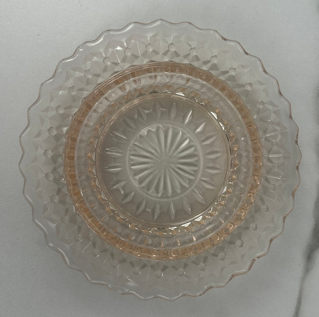 Pink Depression Glass 6" Butter Dish – “Buttons & Bows” Jeannette Glass Company | Circa 1947–1949