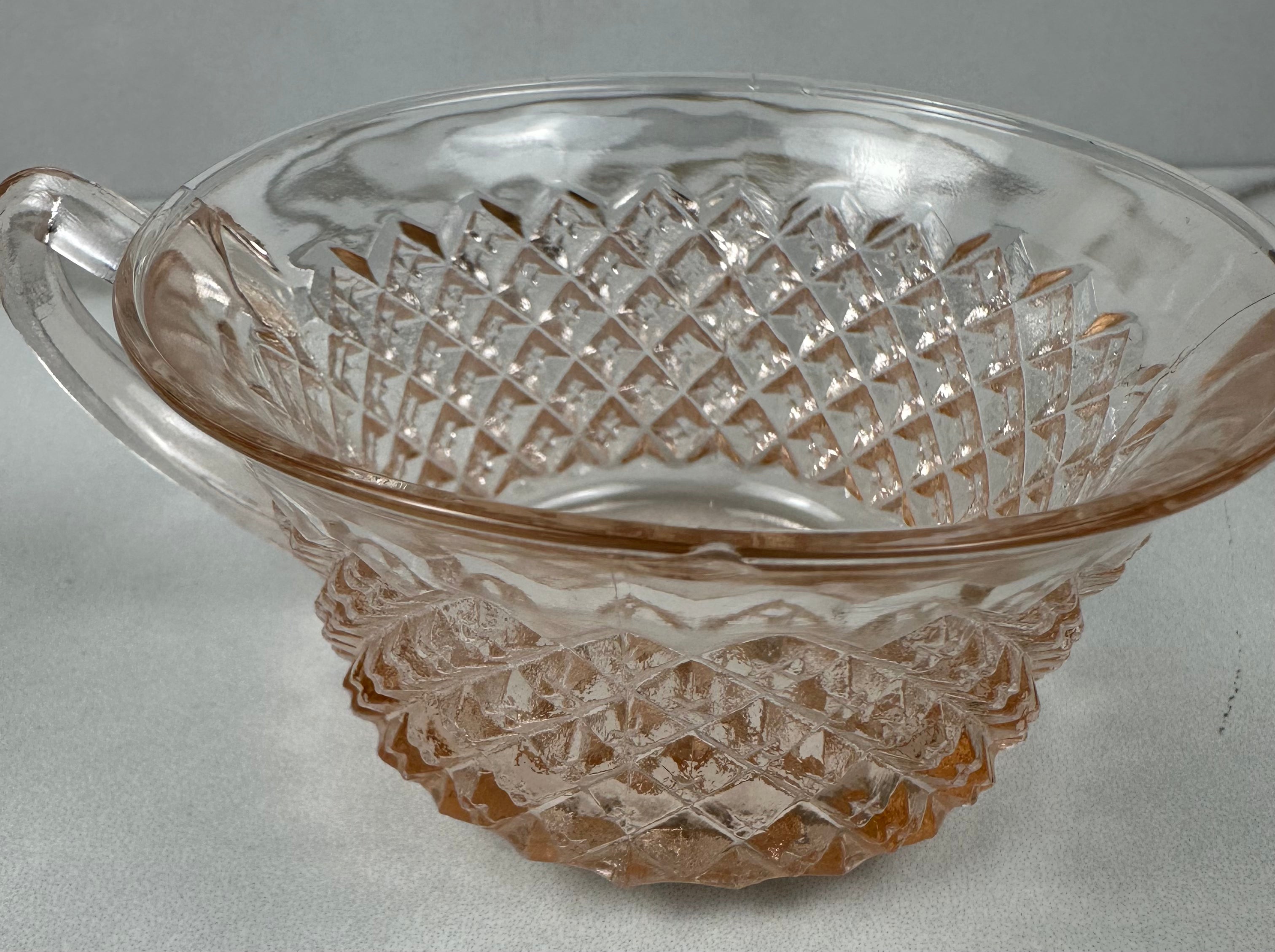 Set of 2 Pink Depression Glass Cups – “Miss America” Pattern Anchor Hocking | Circa 1935–1938